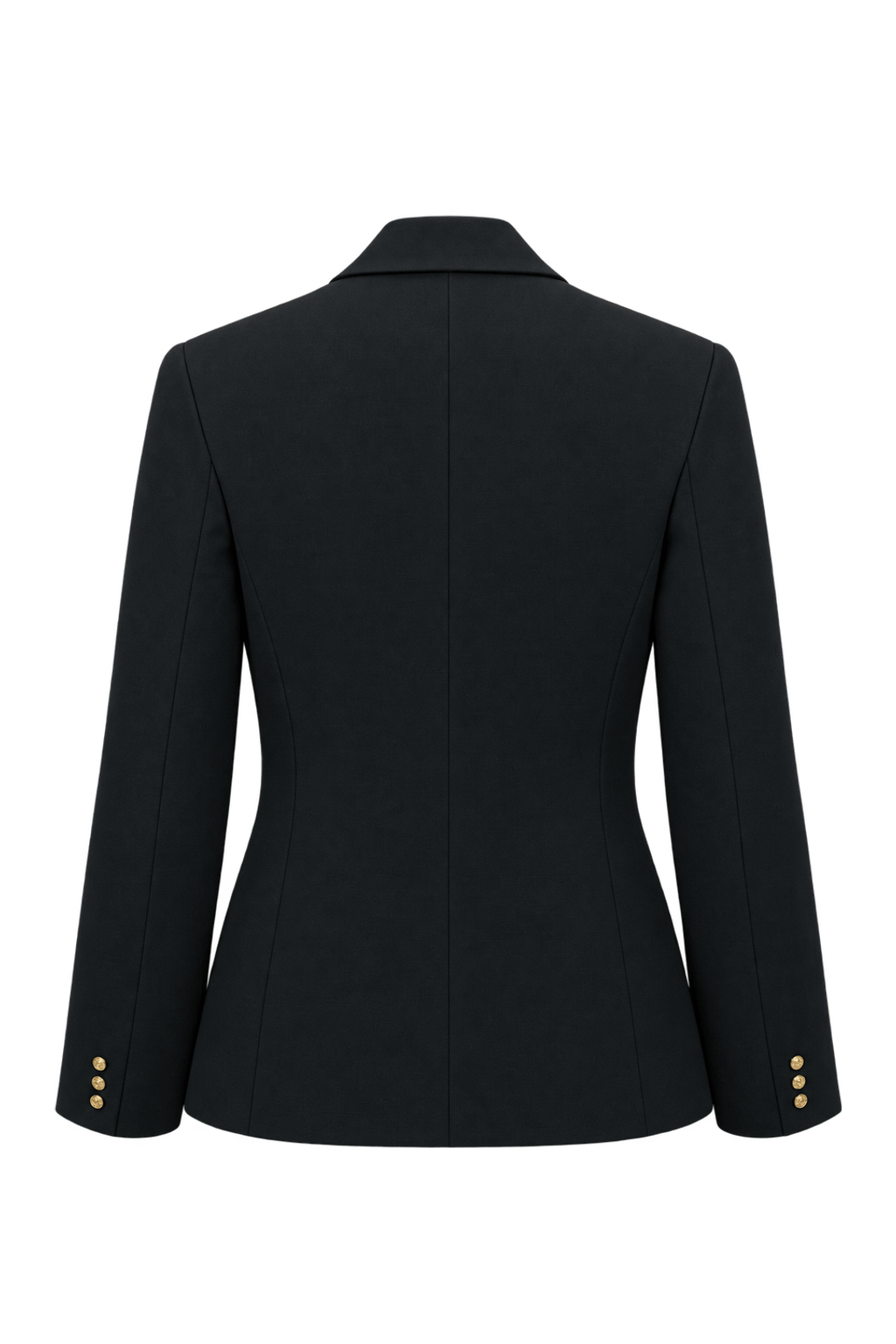 1990s Black Smooth Woven Blazer - Back View