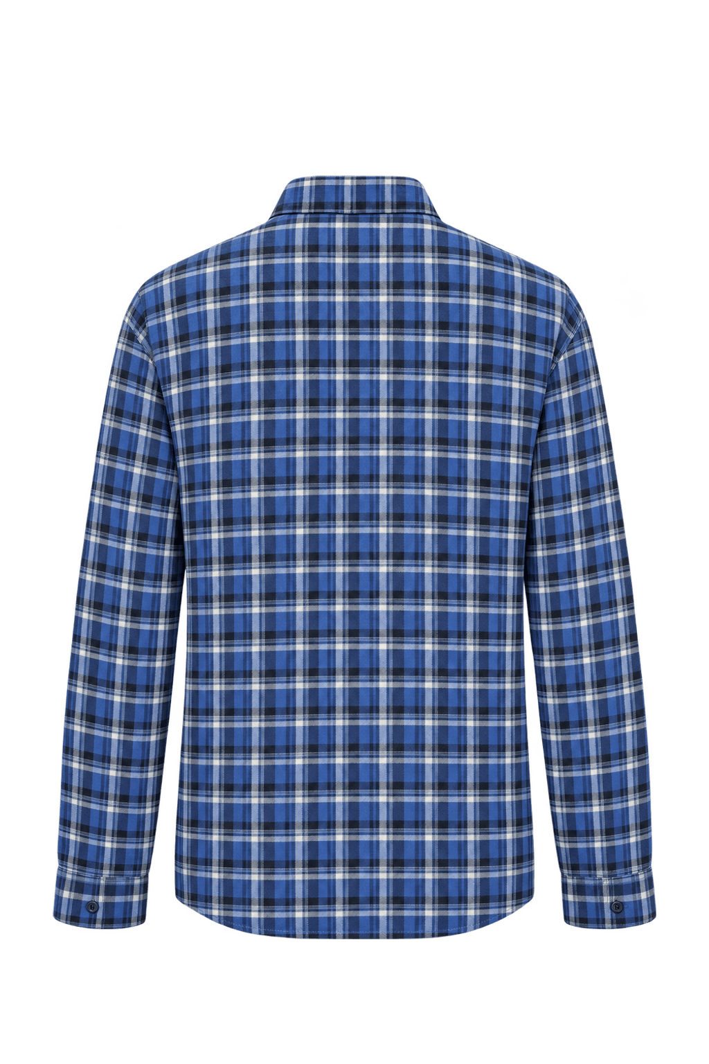 1990s Medium Blue Cotton Flannel Shirt - Back View