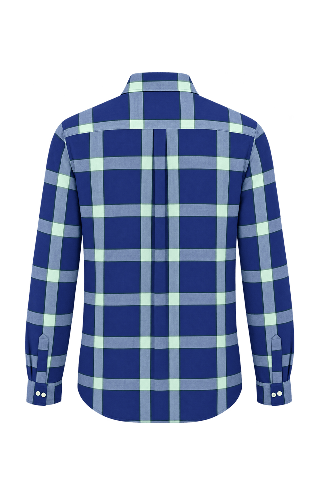 1980s Deep Blue-Purple Woven Button-Down Shirt - Back View
