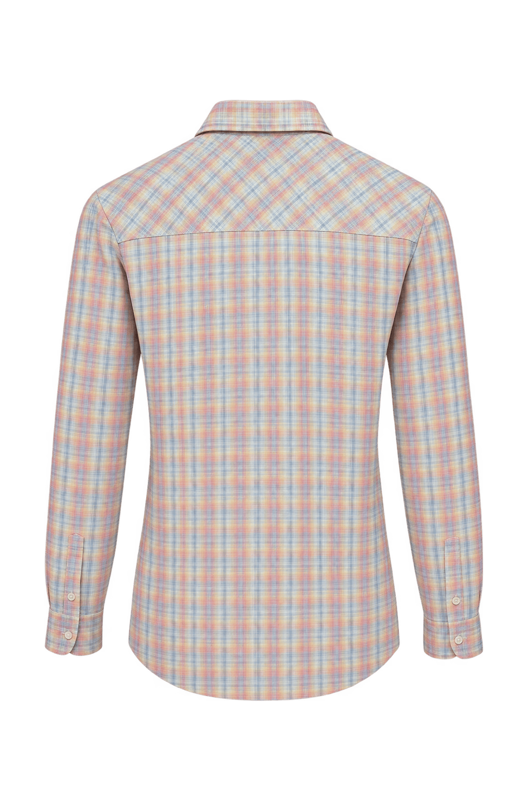 1980s Muted Pastel Pink Woven Fabric Button-Down Shirt - Back View