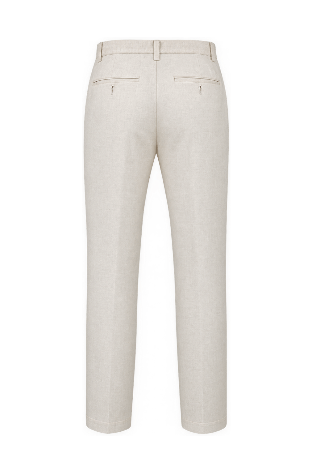 1980s Warm Ivory Cream Woven Fabric Trousers - Back View