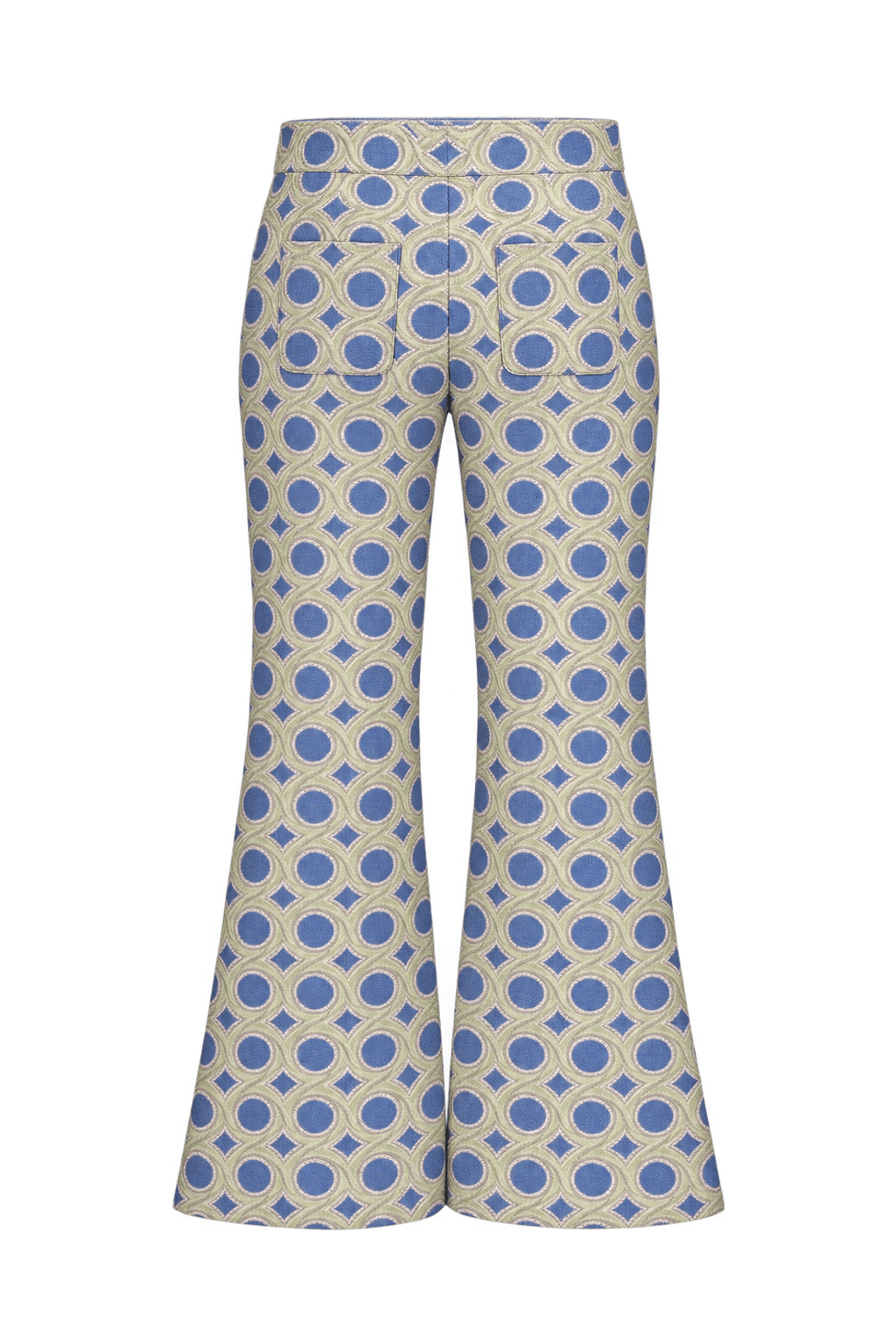 2000s Pale Green Woven Flared Pants - Back View