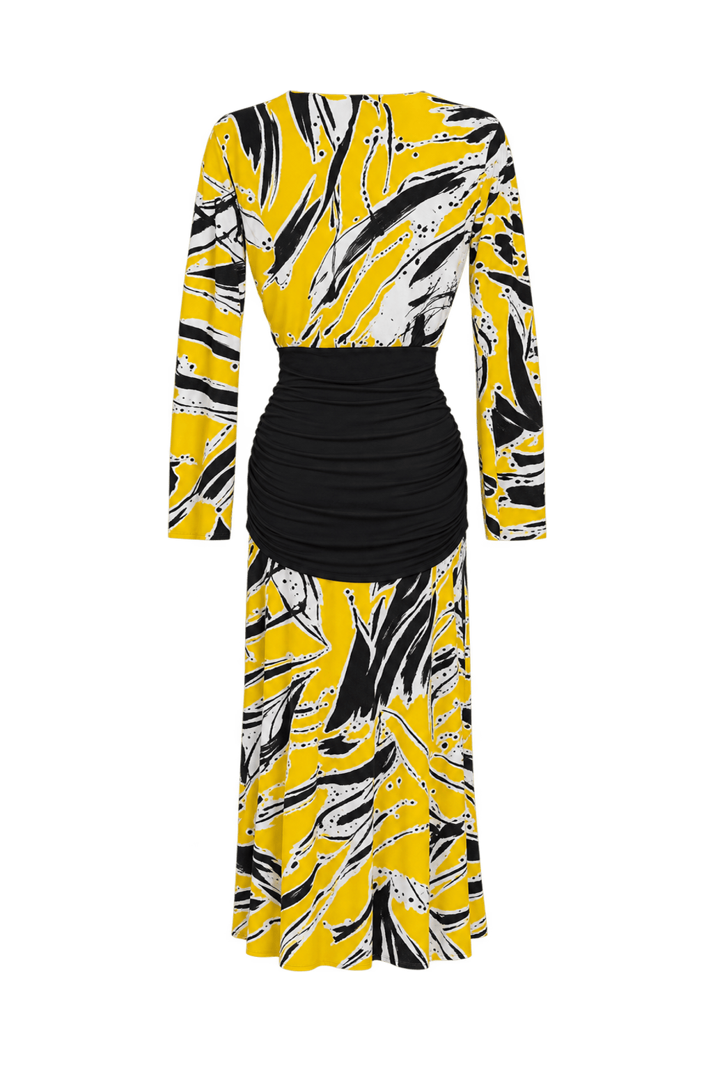1980s Bright Yellow Synthetic Dress - Back View