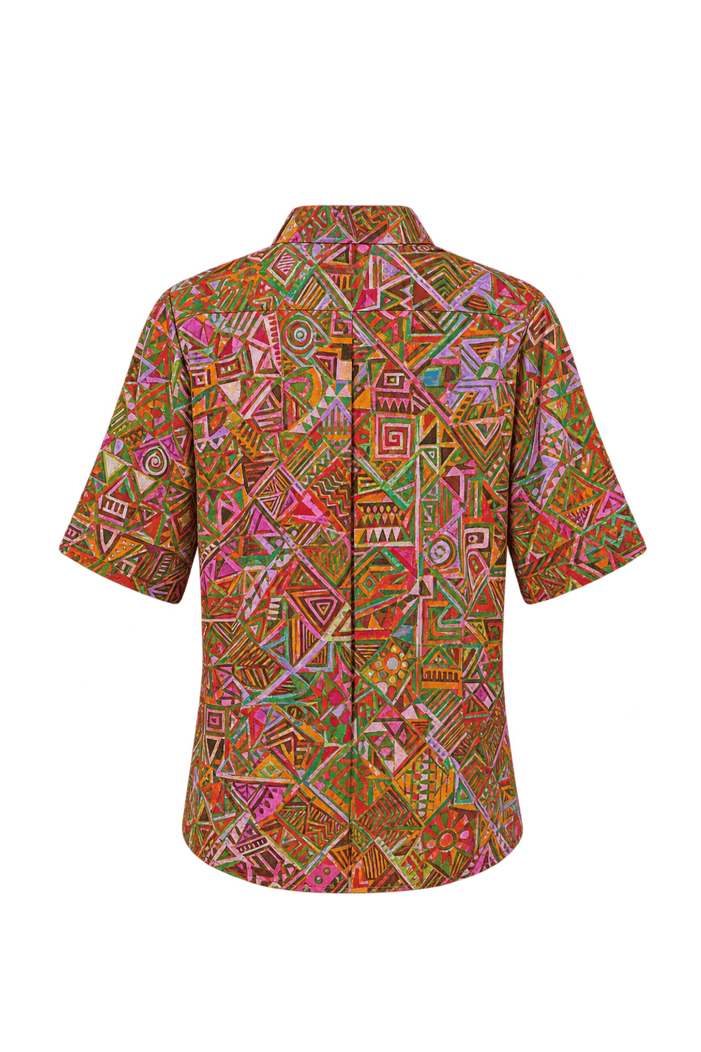 1980s Rust Orange and Brown Woven Fabric Blouse - Back View