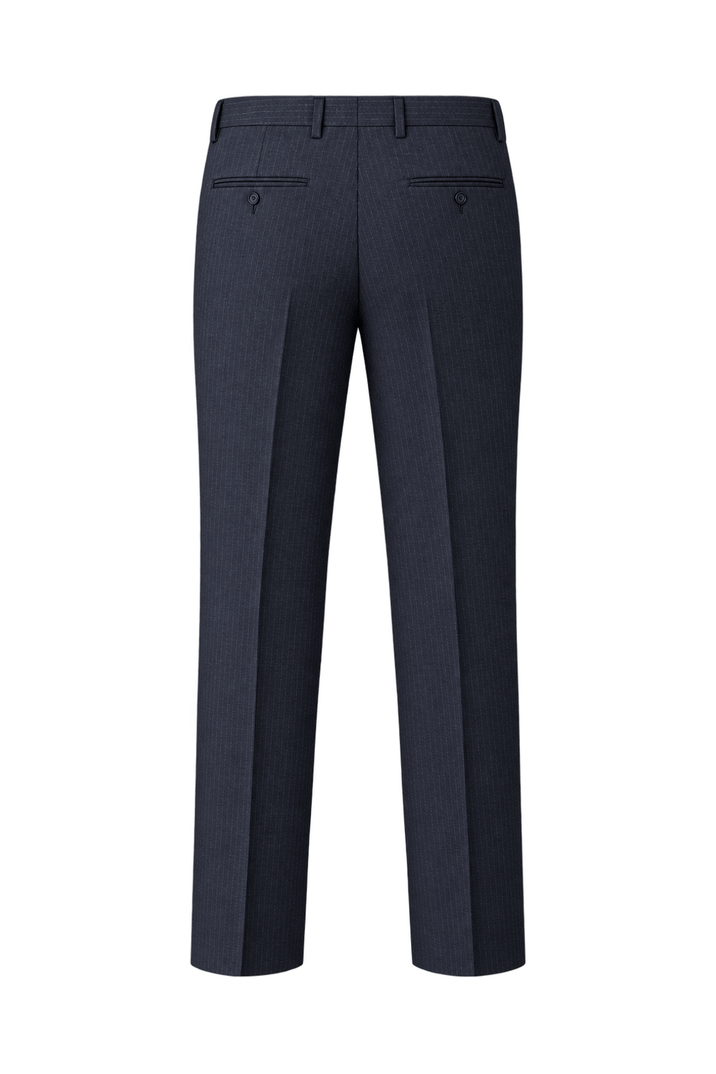 1980s Dark Navy Blue Woven Suiting Trousers - Back View