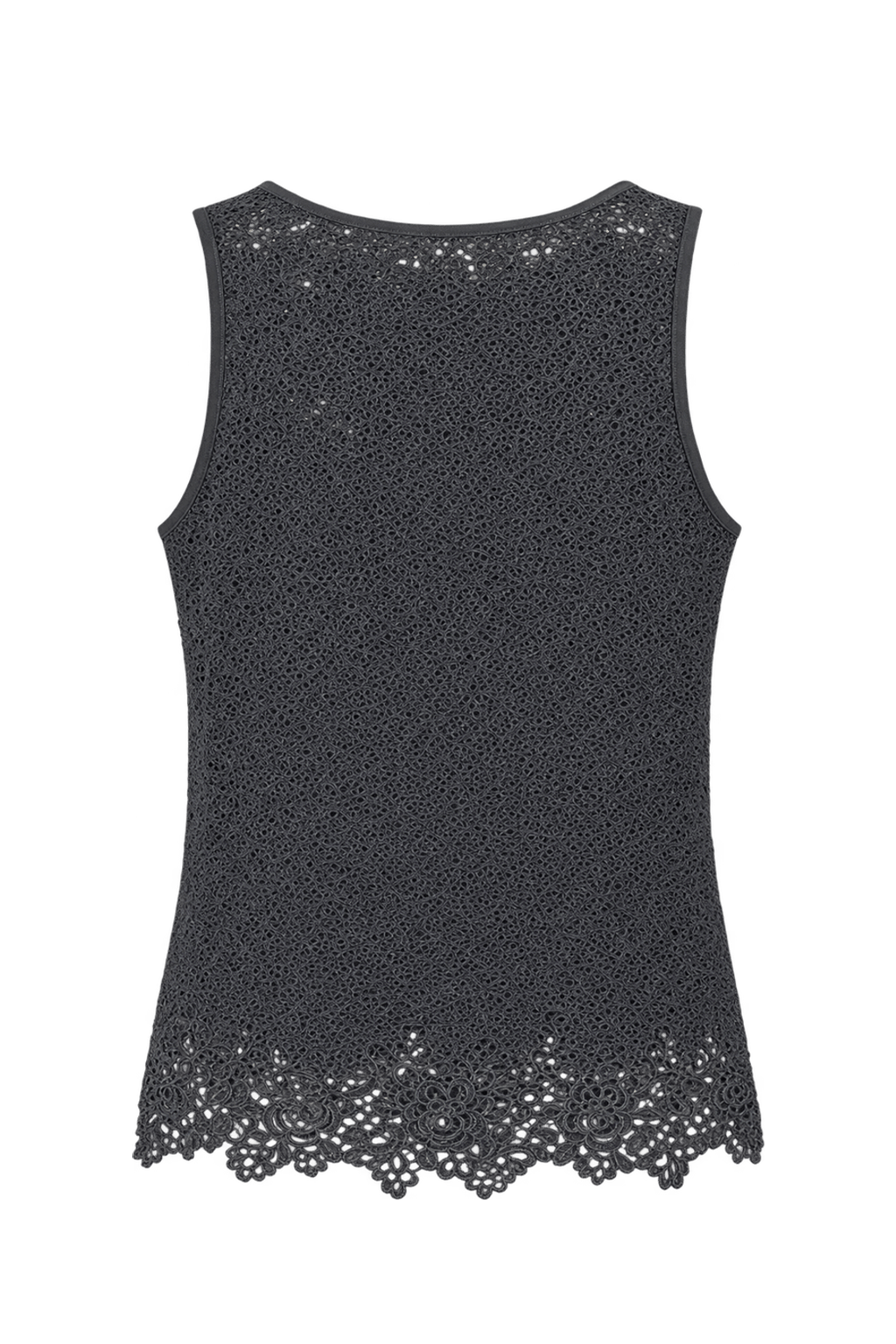 1970s Black Lace Tank Top - Back View