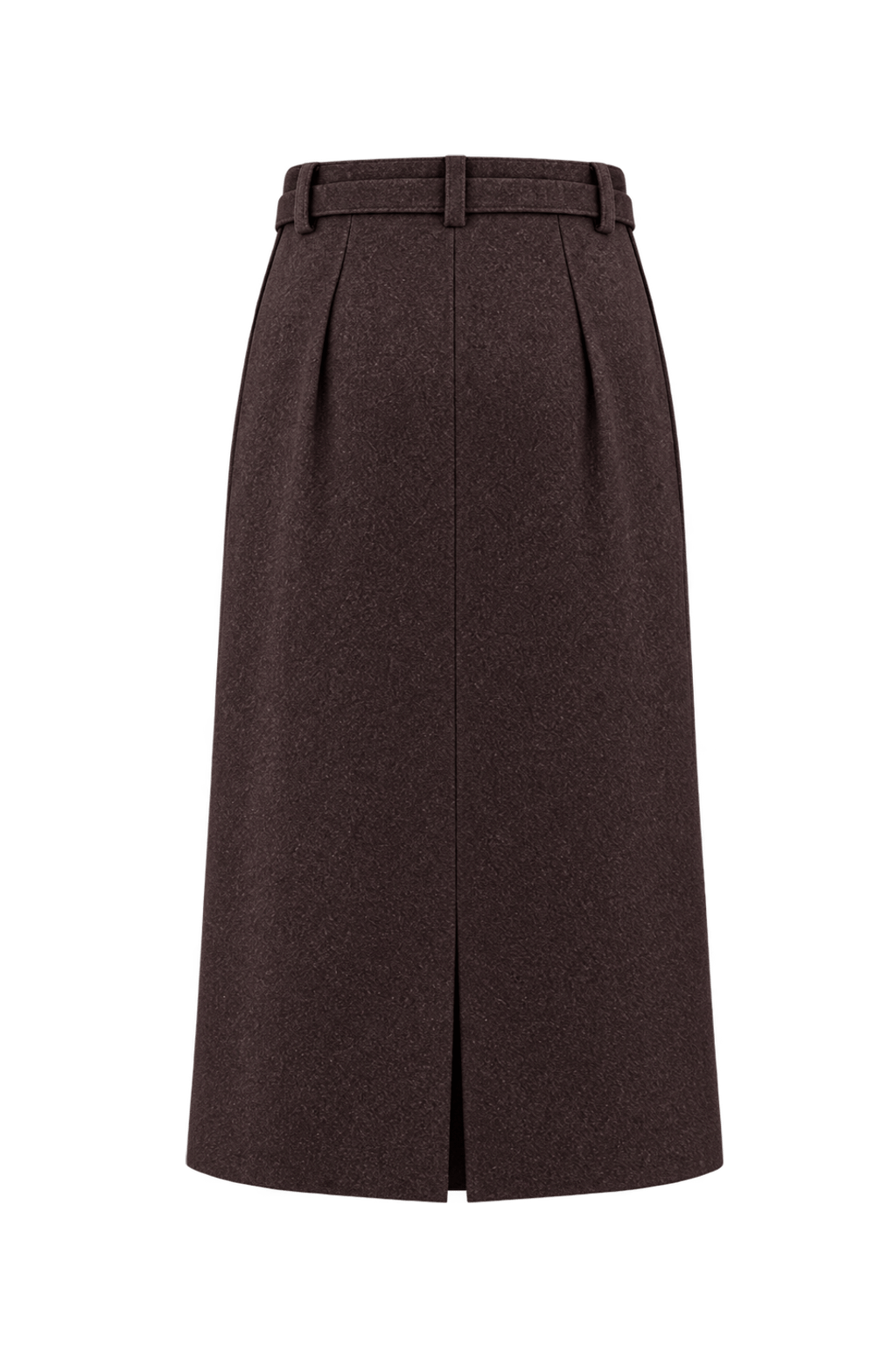 1950s Dark Chocolate Brown Wool Skirt - Back View