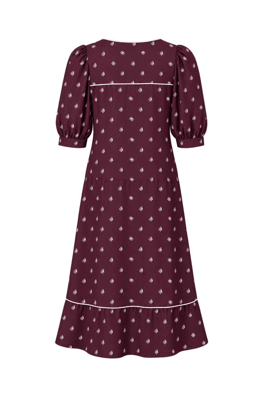 1960s Deep Burgundy Woven Midi Dress - Back View