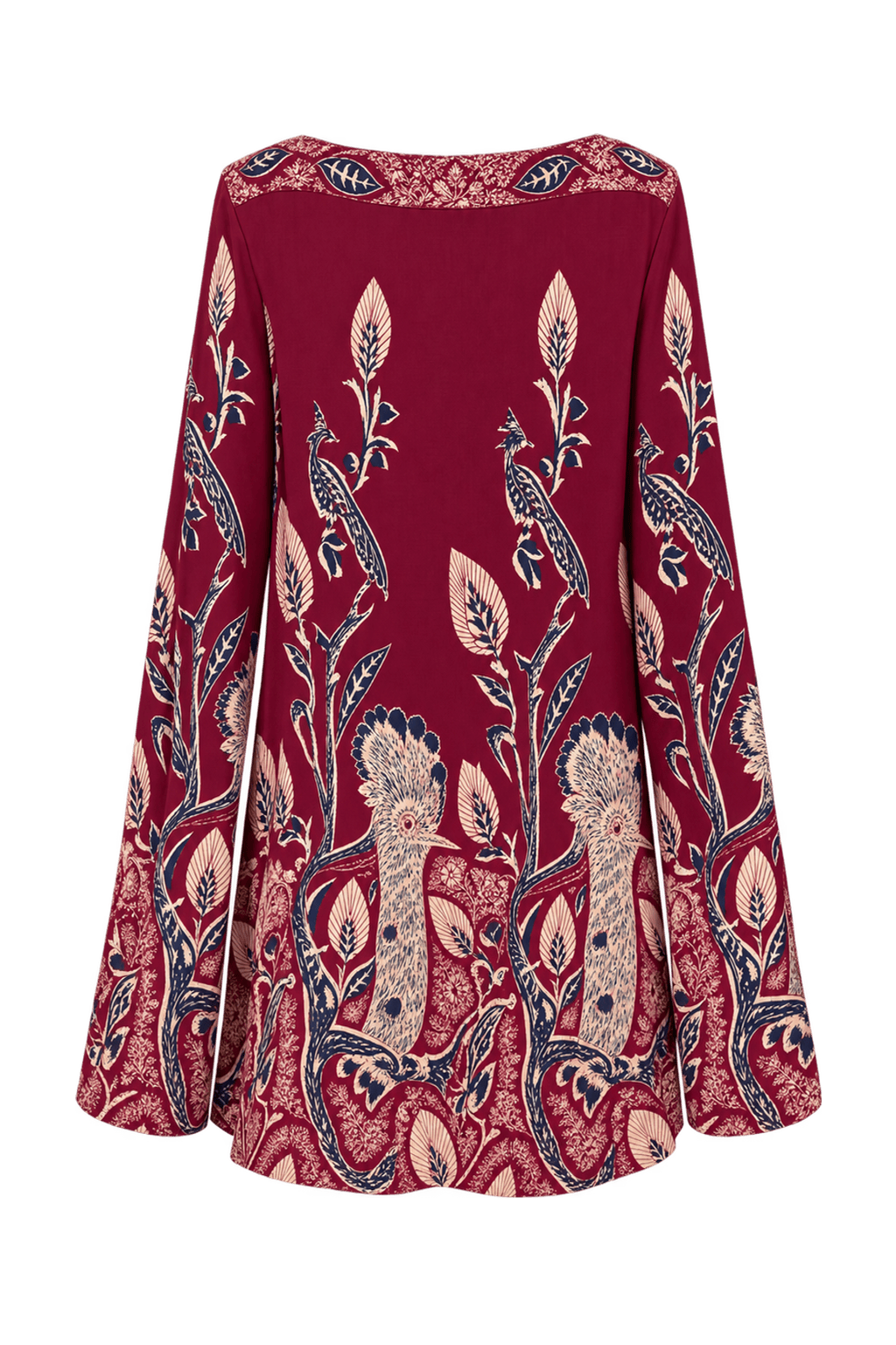 1970s Deep Burgundy Woven Fabric Skirt - Back View
