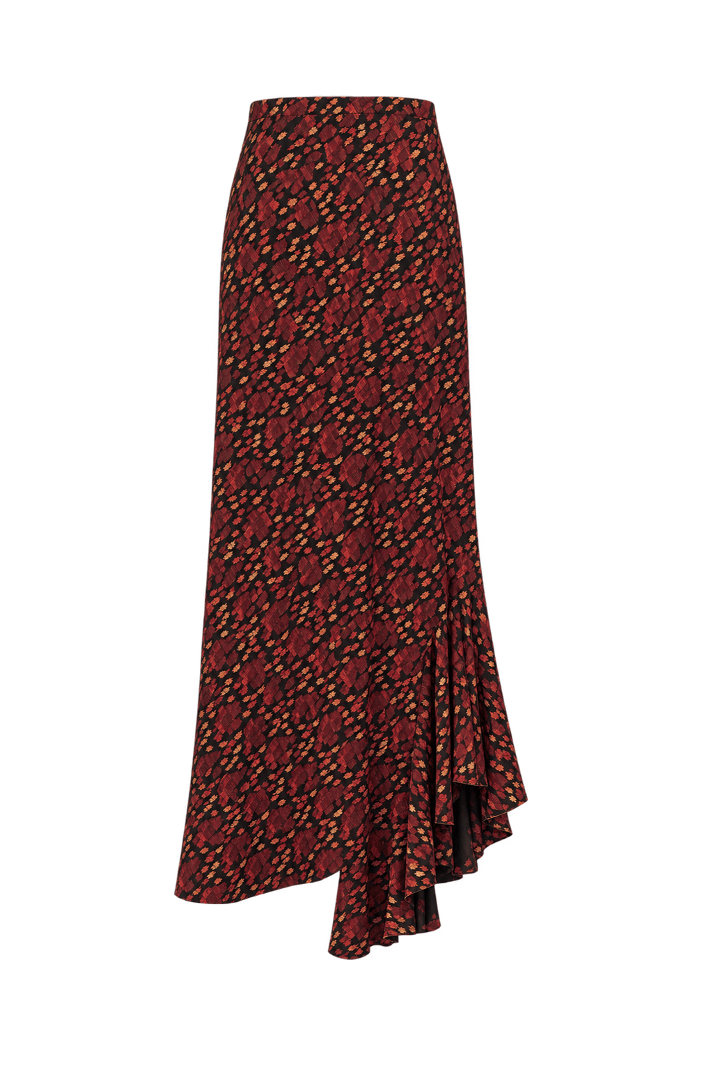 1970s Burgundy and Rust Red Woven Fabric Skirt - Back View