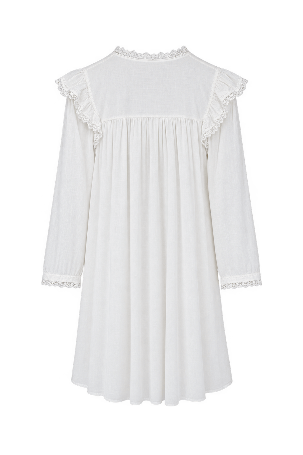 1970s Soft White Lightweight Dress - Back View