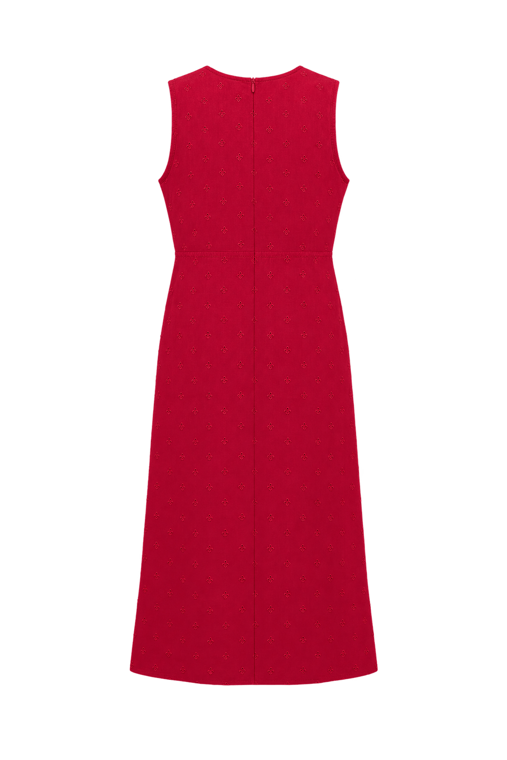 1970s Deep Raspberry Red Woven Midi Dress - Back View