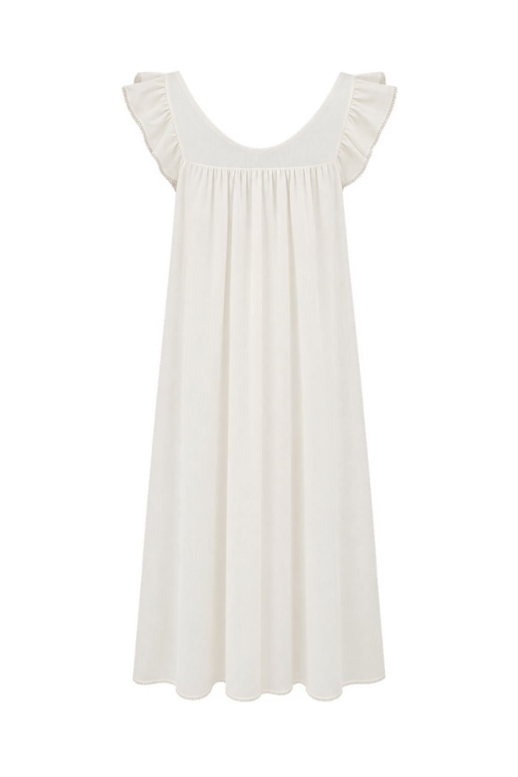 1950s Cream White Lightweight Peignoir Robe - Back View
