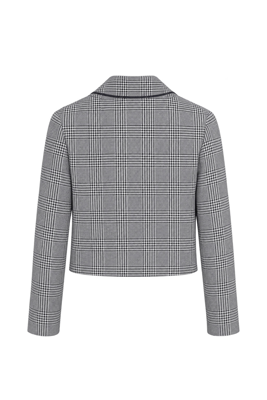 1980s Black and Off-White Woven Suiting Fabric Jacket - Back View