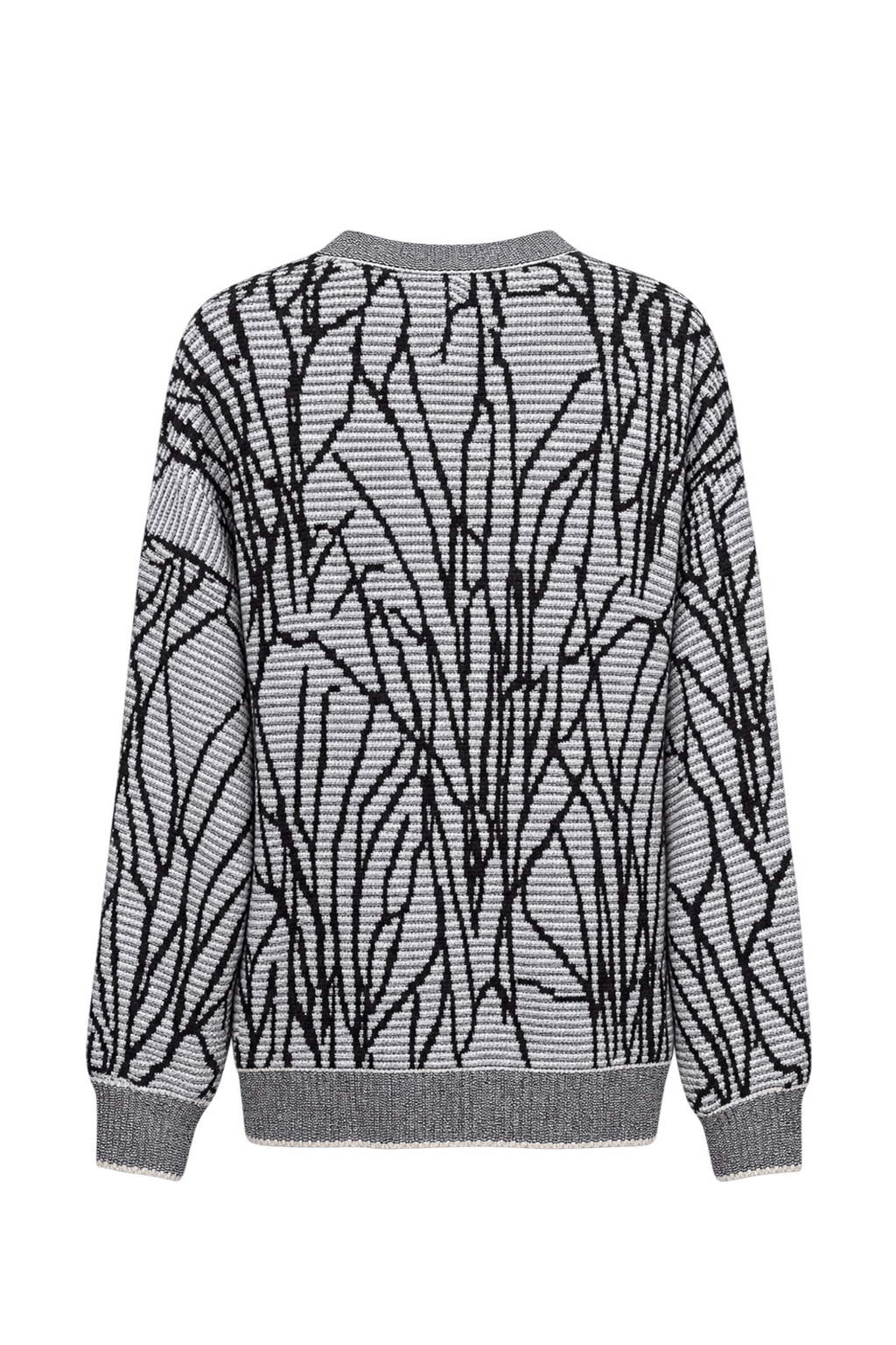 1980s Light Gray Knit Sweater - Back View