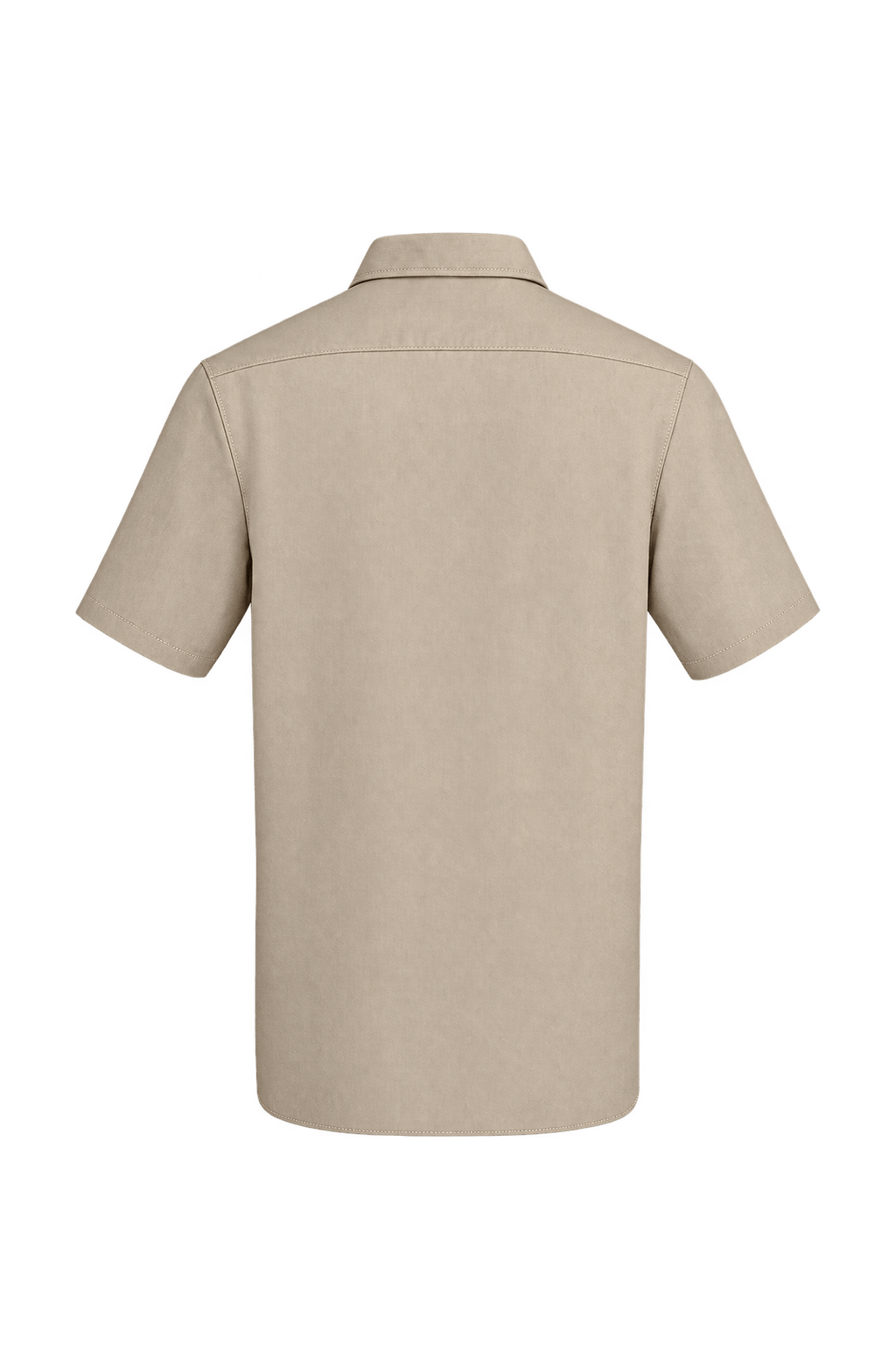 1990s Light Khaki Beige Woven Cotton Work Shirt - Back View