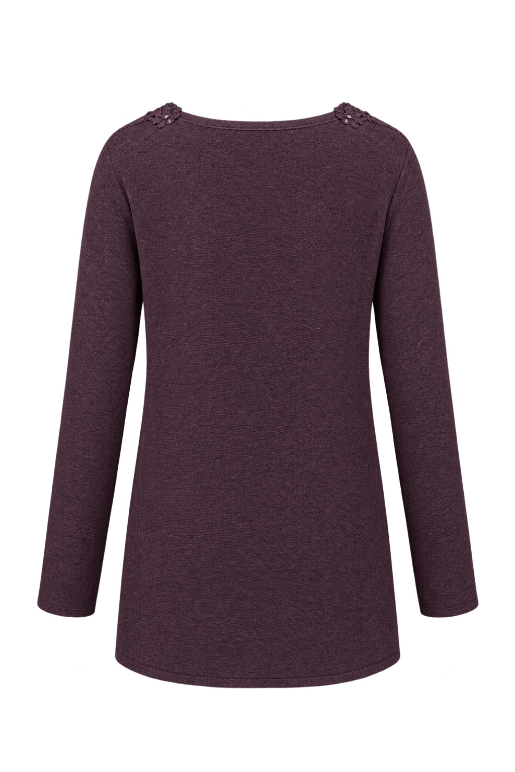 1980s Deep Plum Purple Fine-Gauge Knit Tunic - Back View