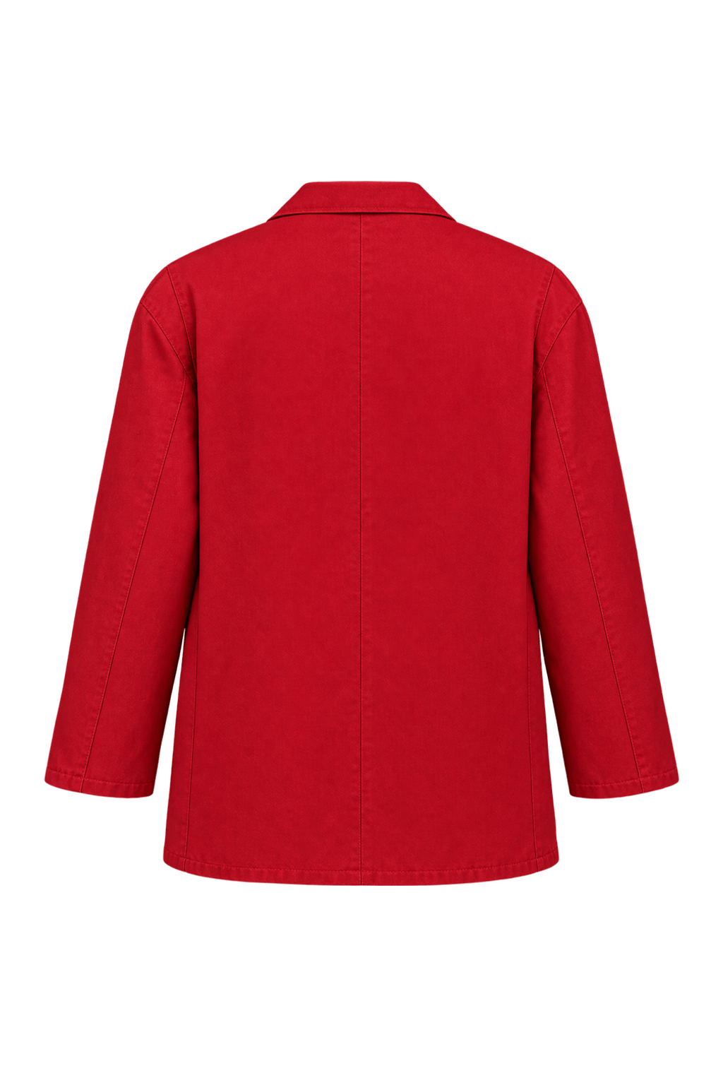 1980s Deep Red Woven Workwear Fabric Jacket - Back View