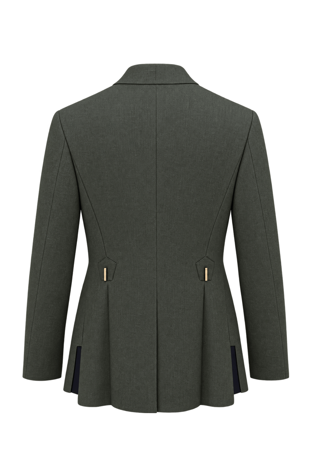 1940s Olive Green Woven Suiting Fabric Jacket - Back View