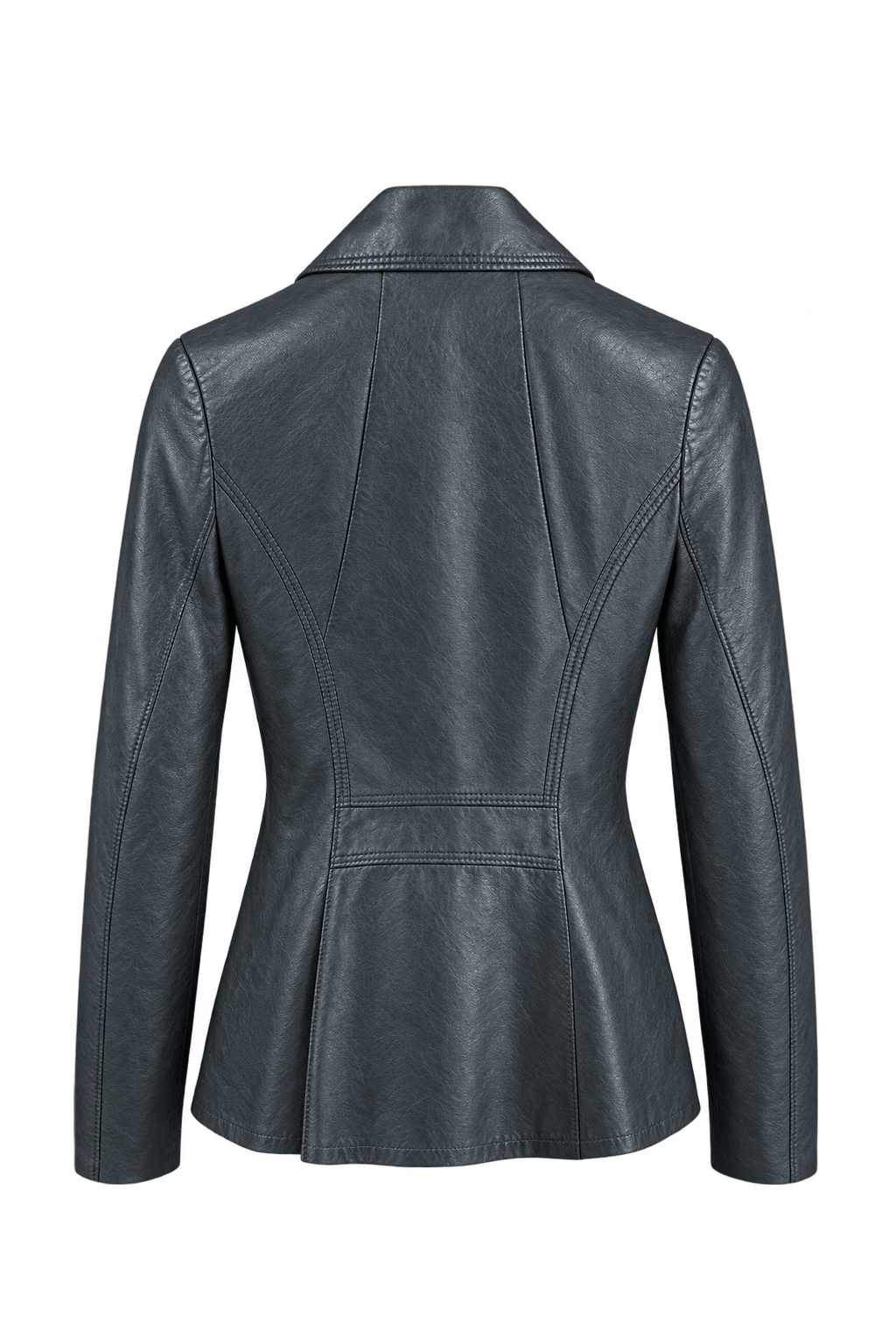 1970s Dark Blue-Green Leather Jacket - Back View