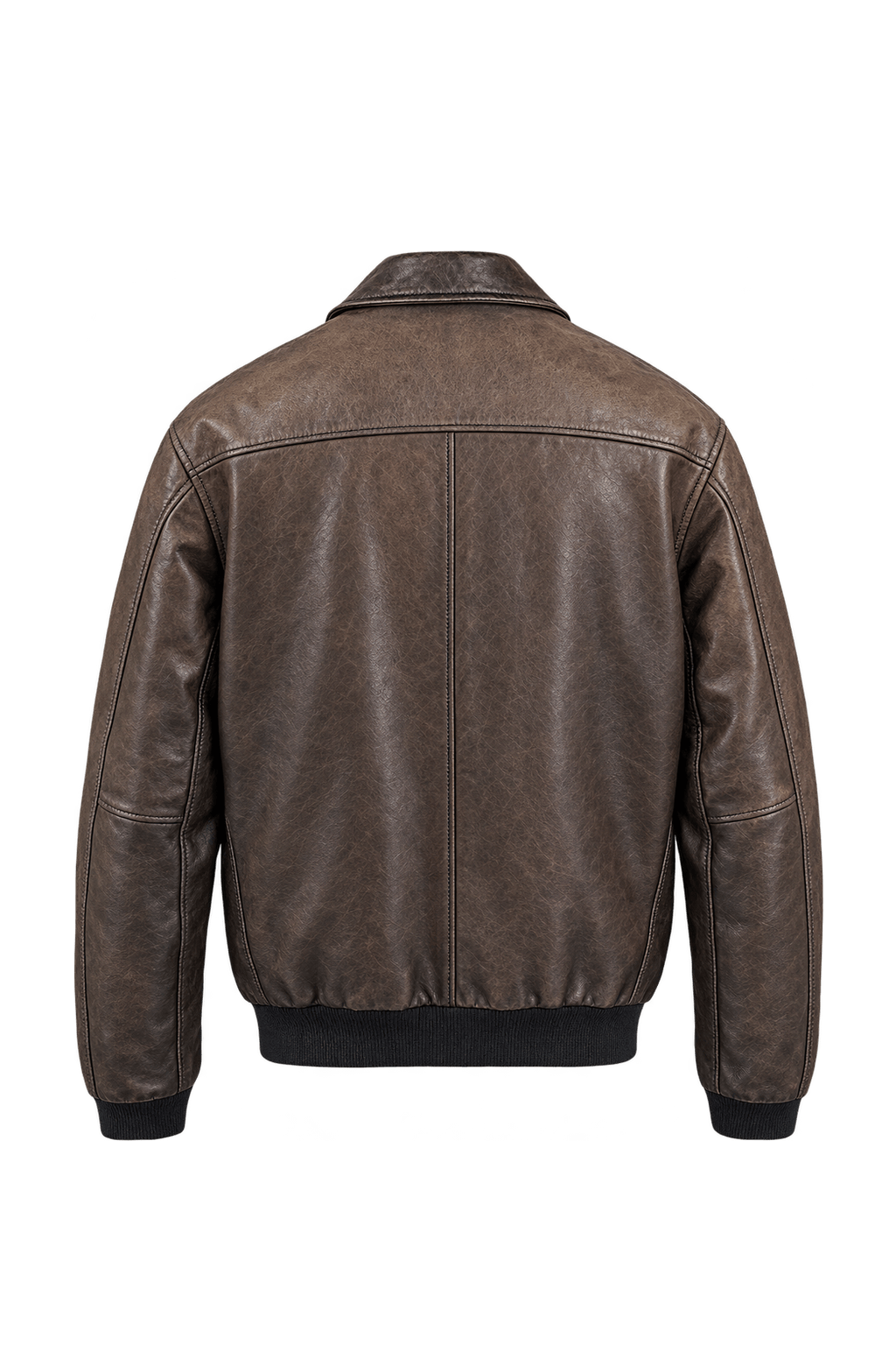 1960s Weathered Dark Brown Leather Jacket - Back View