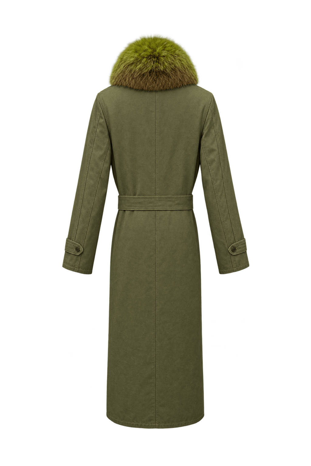 1980s Taupe Brown Woven Trench Coat - Back View