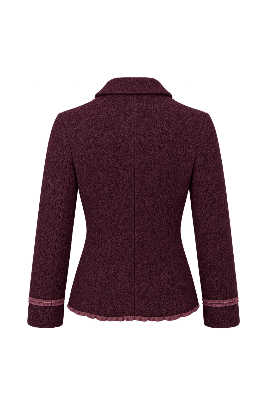 1990s Deep Burgundy Woven Fabric Jacket - Back View