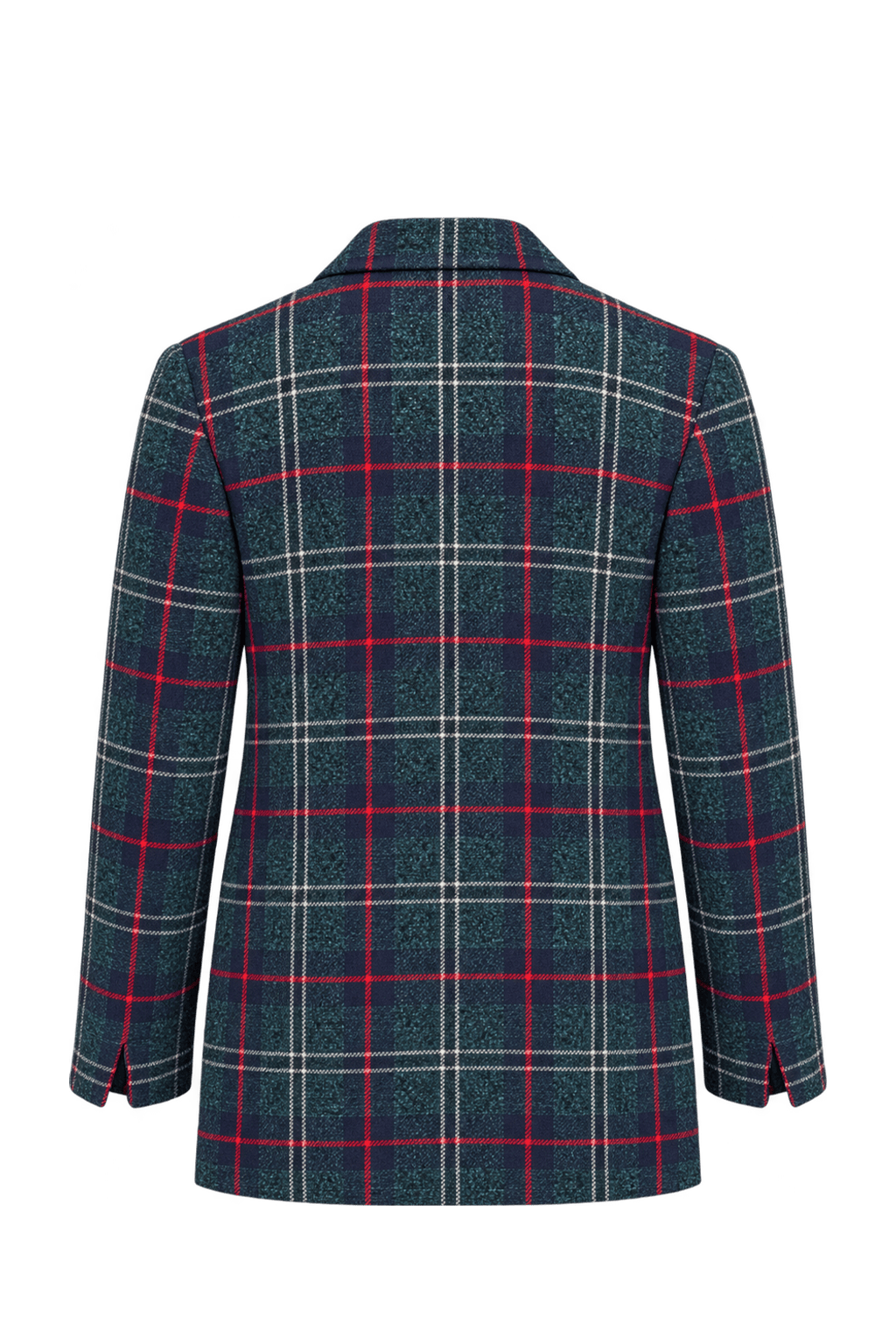 1980s Dark Teal Green Wool-Blend Blazer - Back View