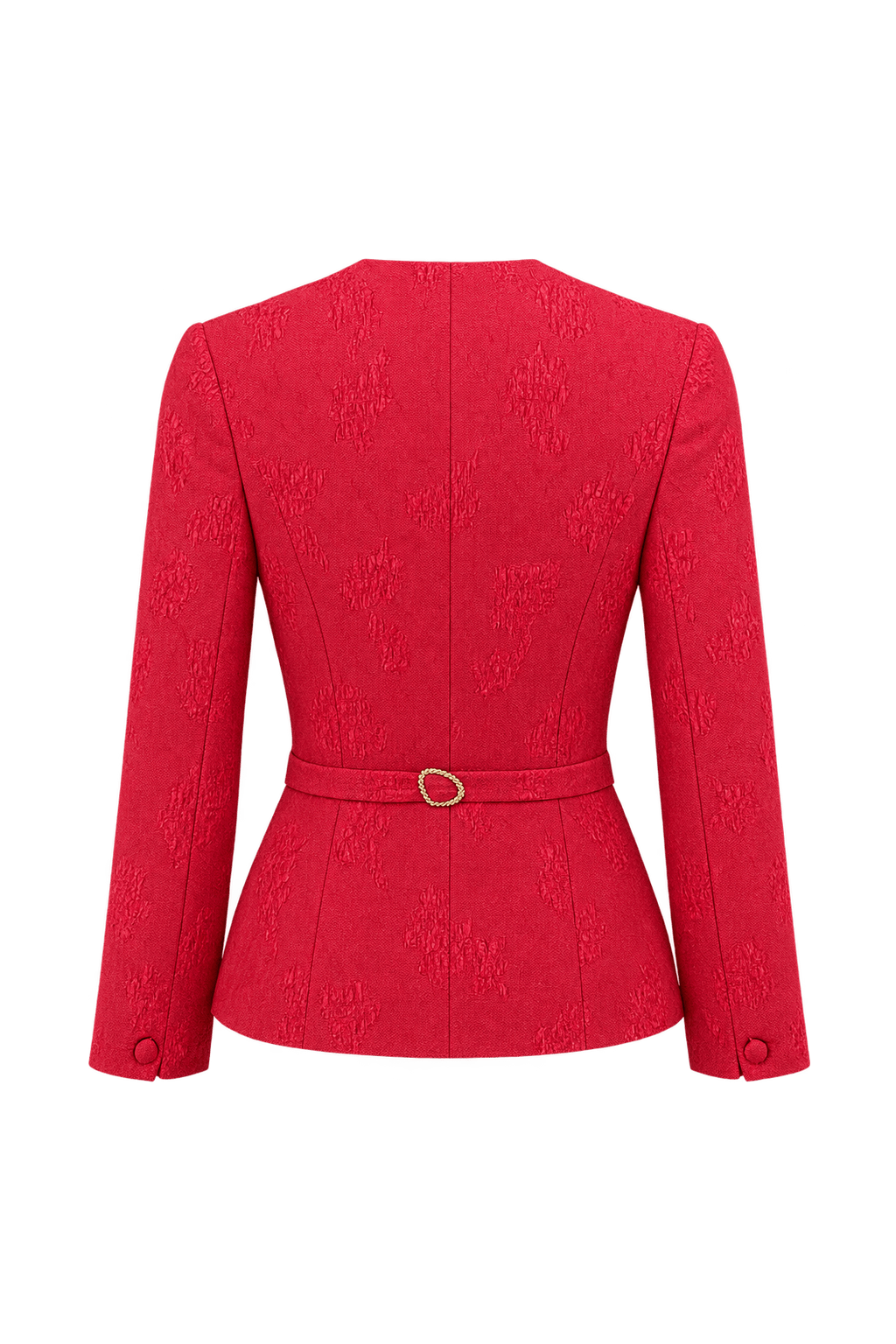 1980s Vivid Raspberry Red Woven Fabric Jacket - Back View