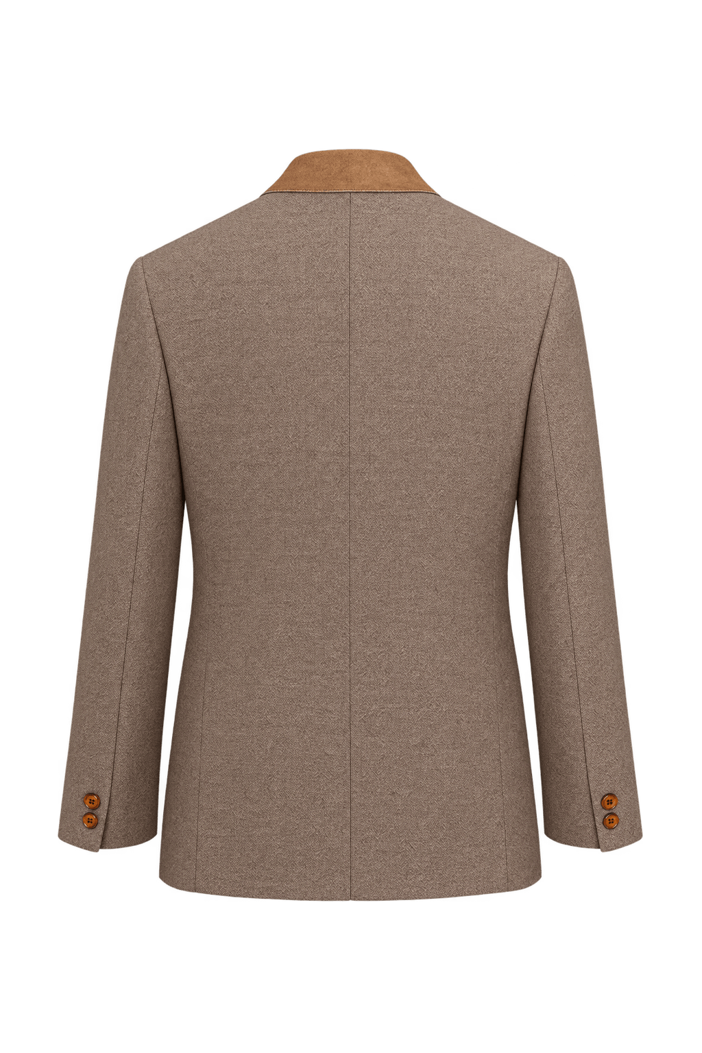 1980s Taupe Brown Woven Fabric Blazer - Back View