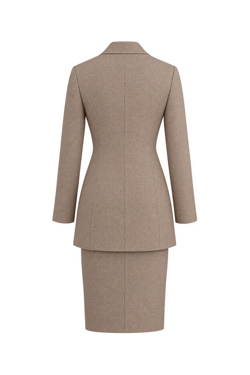 1990s Warm Beige Woven Skirt Suit - Back View