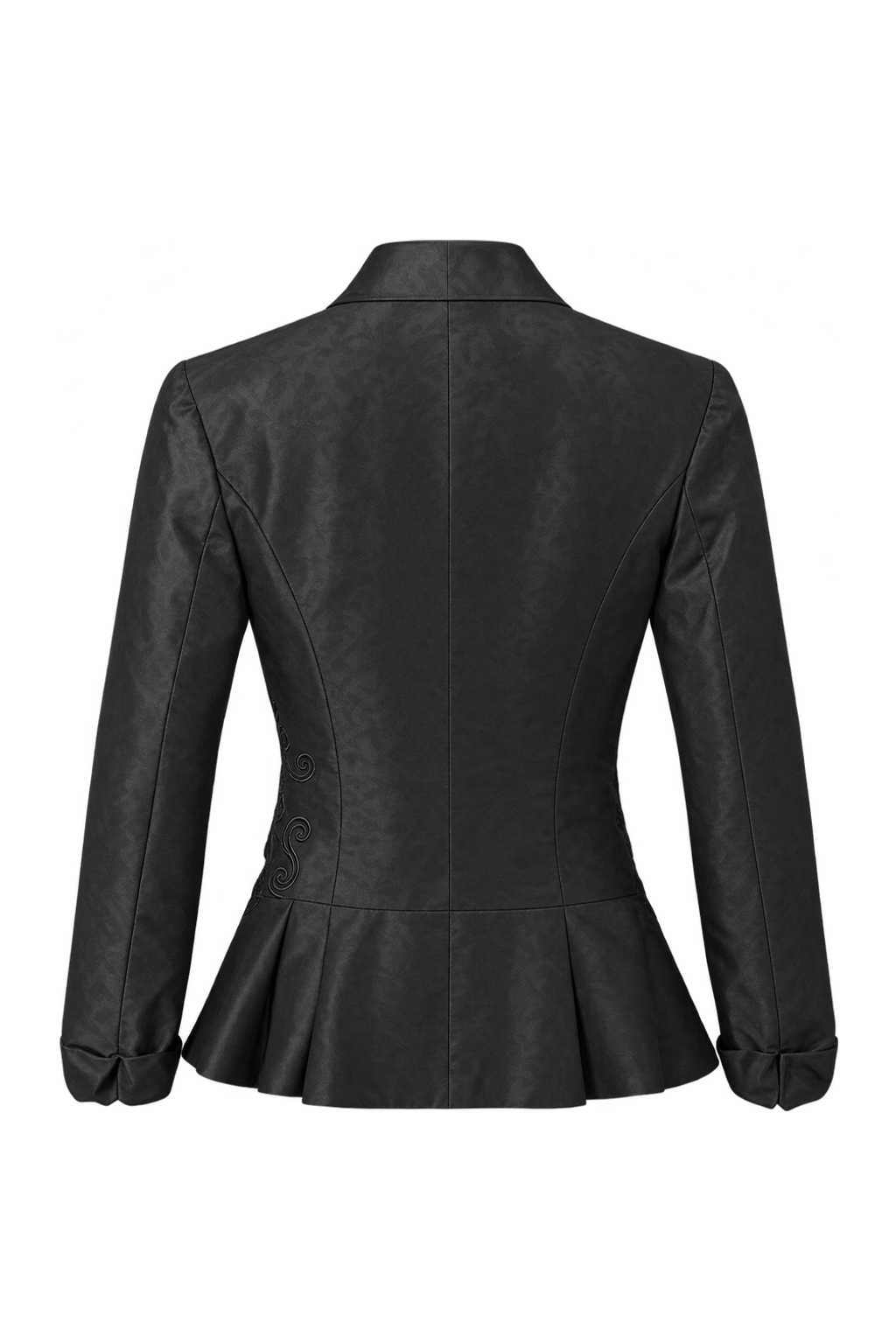 1990s Black Woven Fabric Blazer - Back View