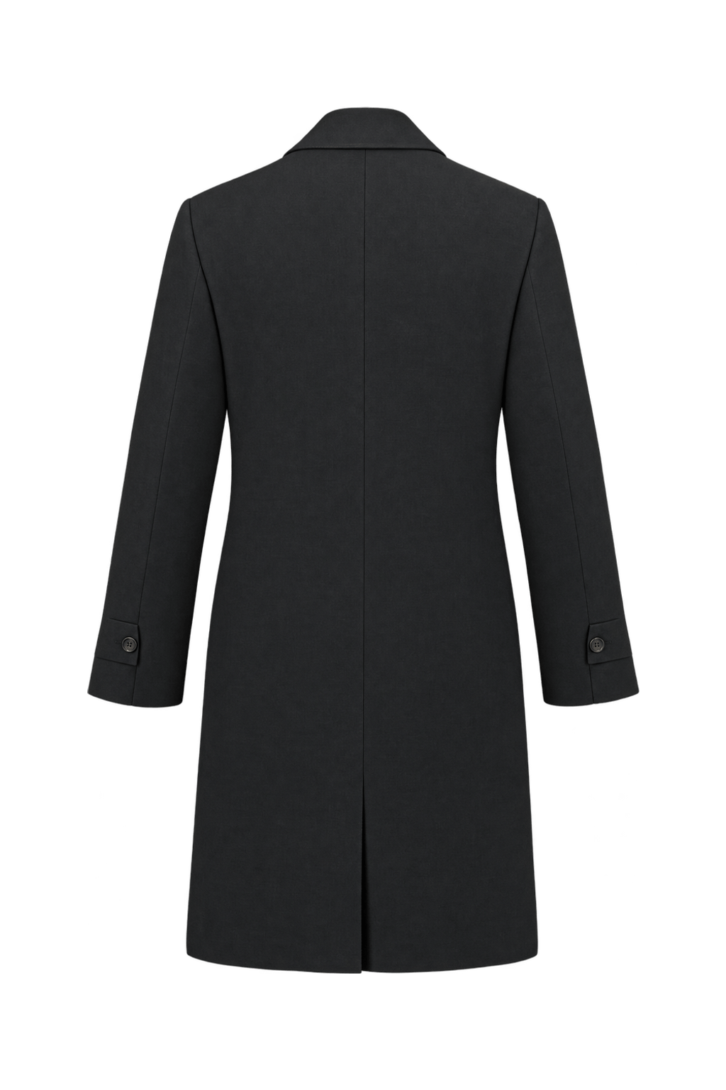 1970s Dark Charcoal Gray Unverified Woven Fabric Coat - Back View