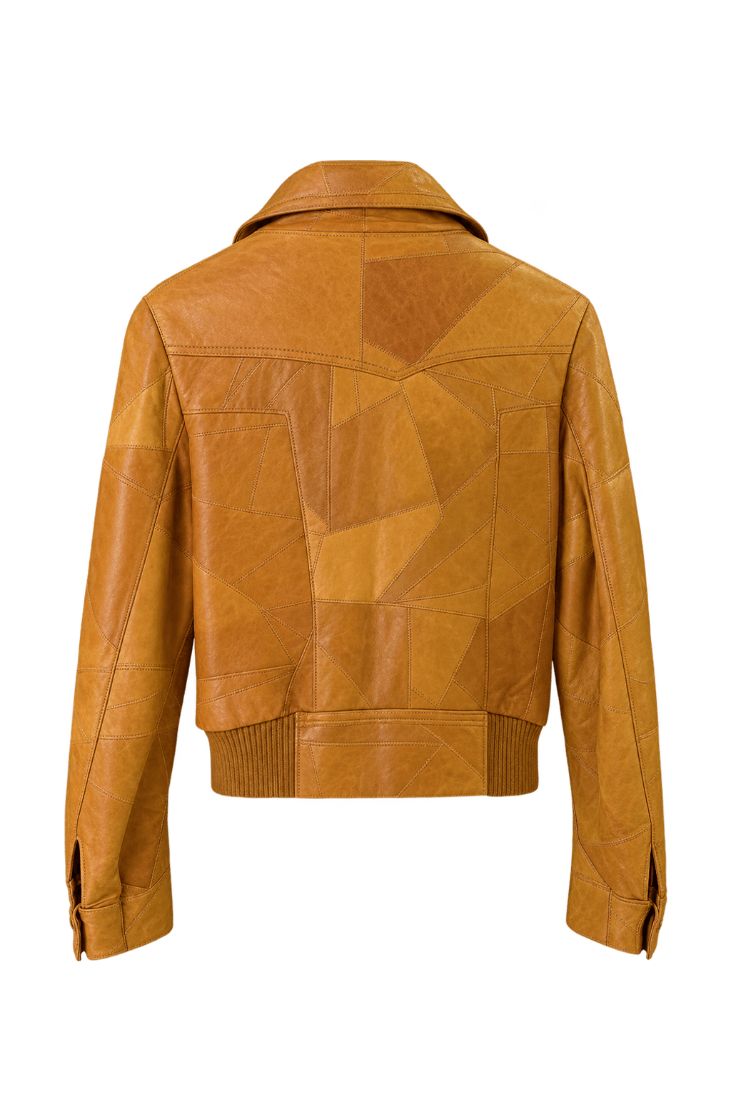 1970s Warm Cognac Brown Leather Jacket - Back View