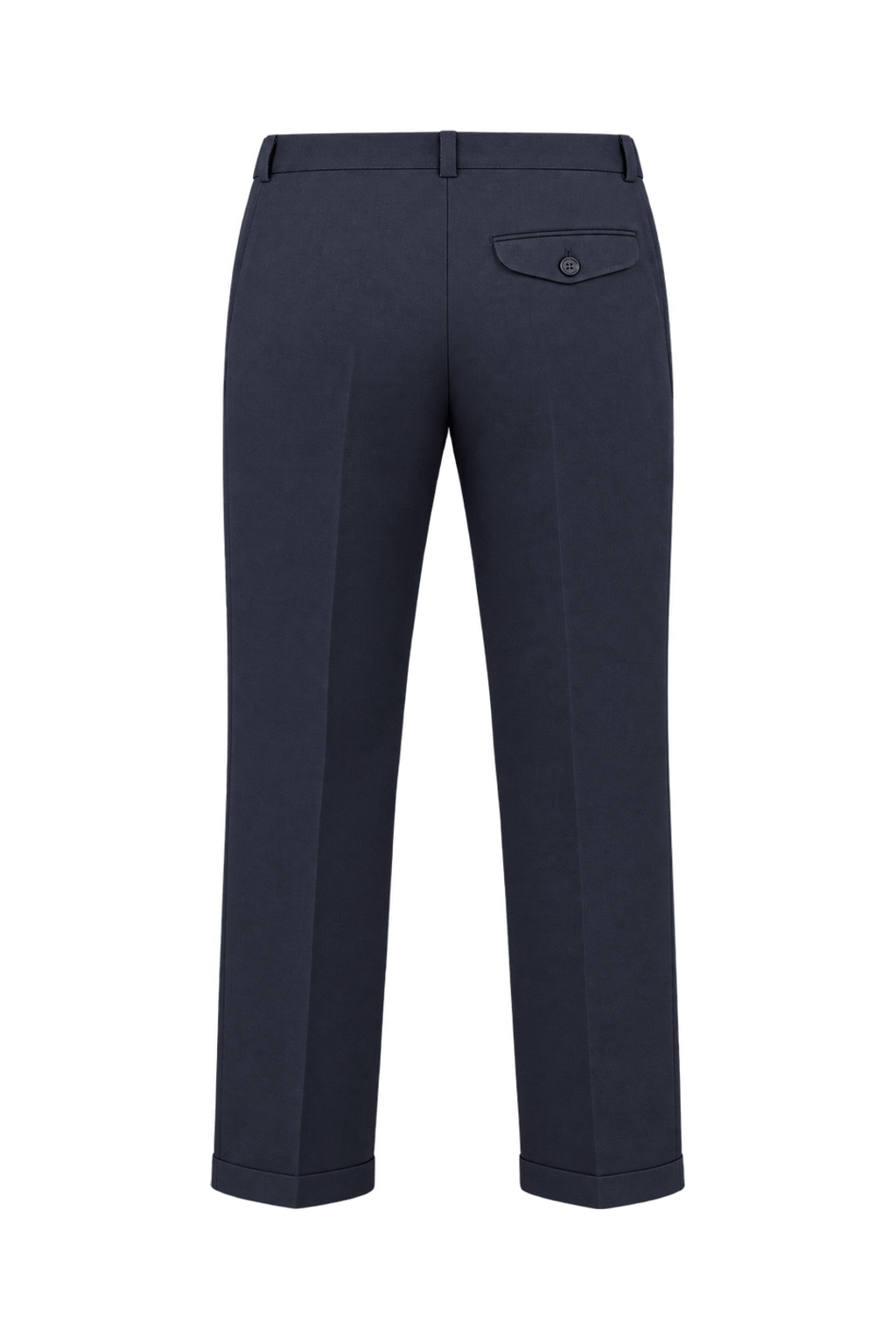 1980s Dark Navy Blue Wool-like Woven Trousers - Back View