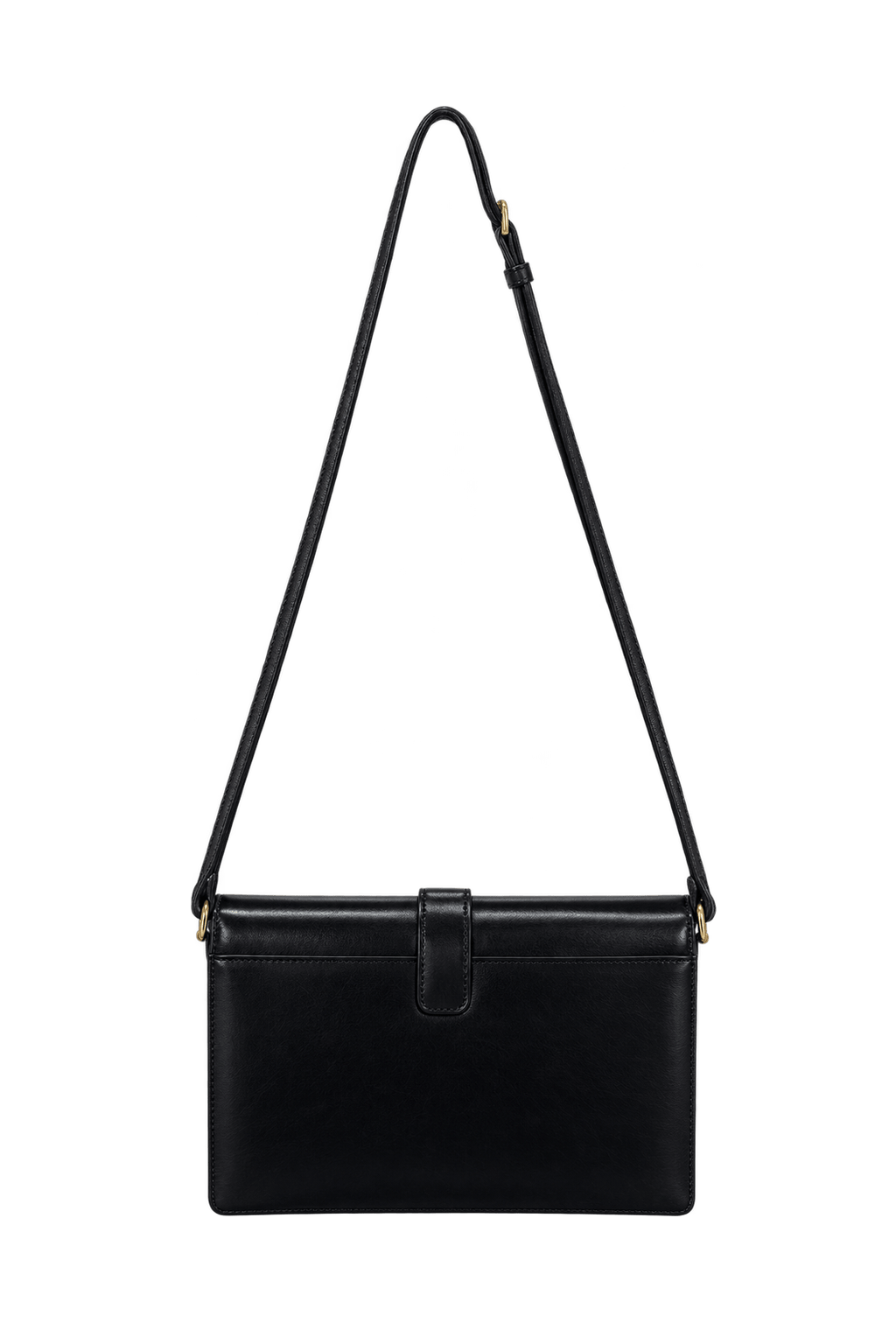 1980s Black Leather-like Shoulder Bag - Back View