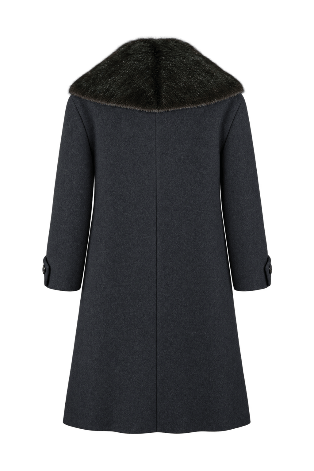 1980s Black Wool Coat - Back View