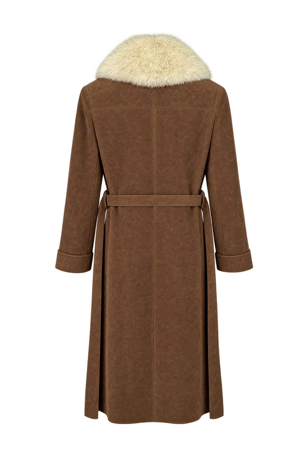1980s Warm Medium Brown Suede Coat - Back View