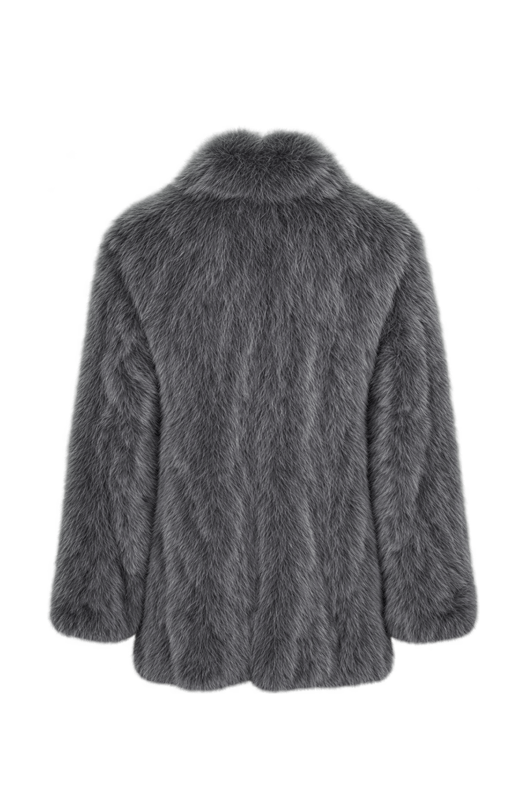 1980s Silver Grey Fur Coat - Back View