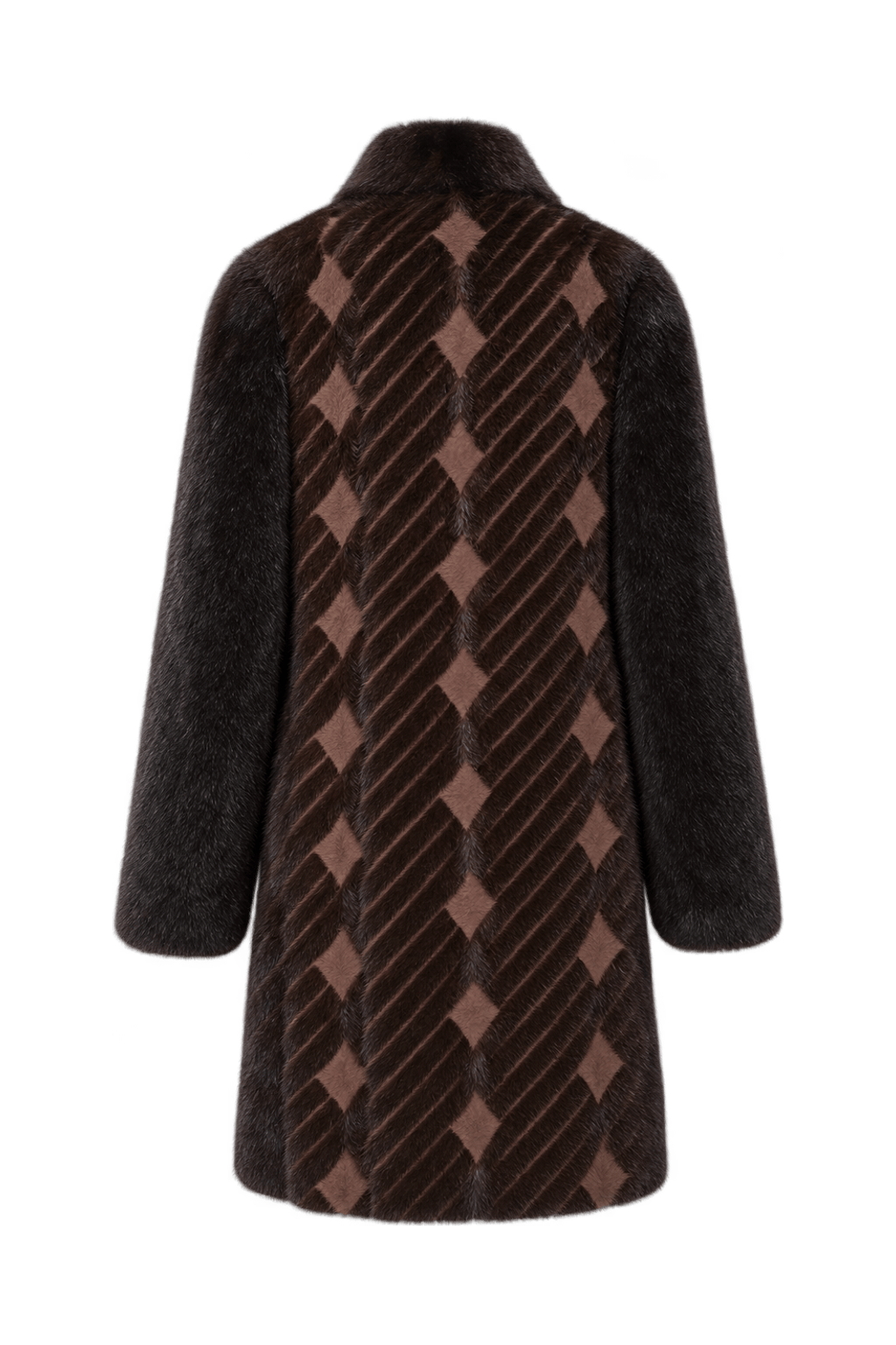 1980s Dark Chocolate Brown Fur Coat - Back View