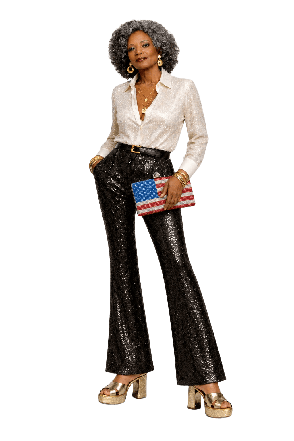 1990s Red, White, and Blue Metal Mesh Clutch Bag - Model