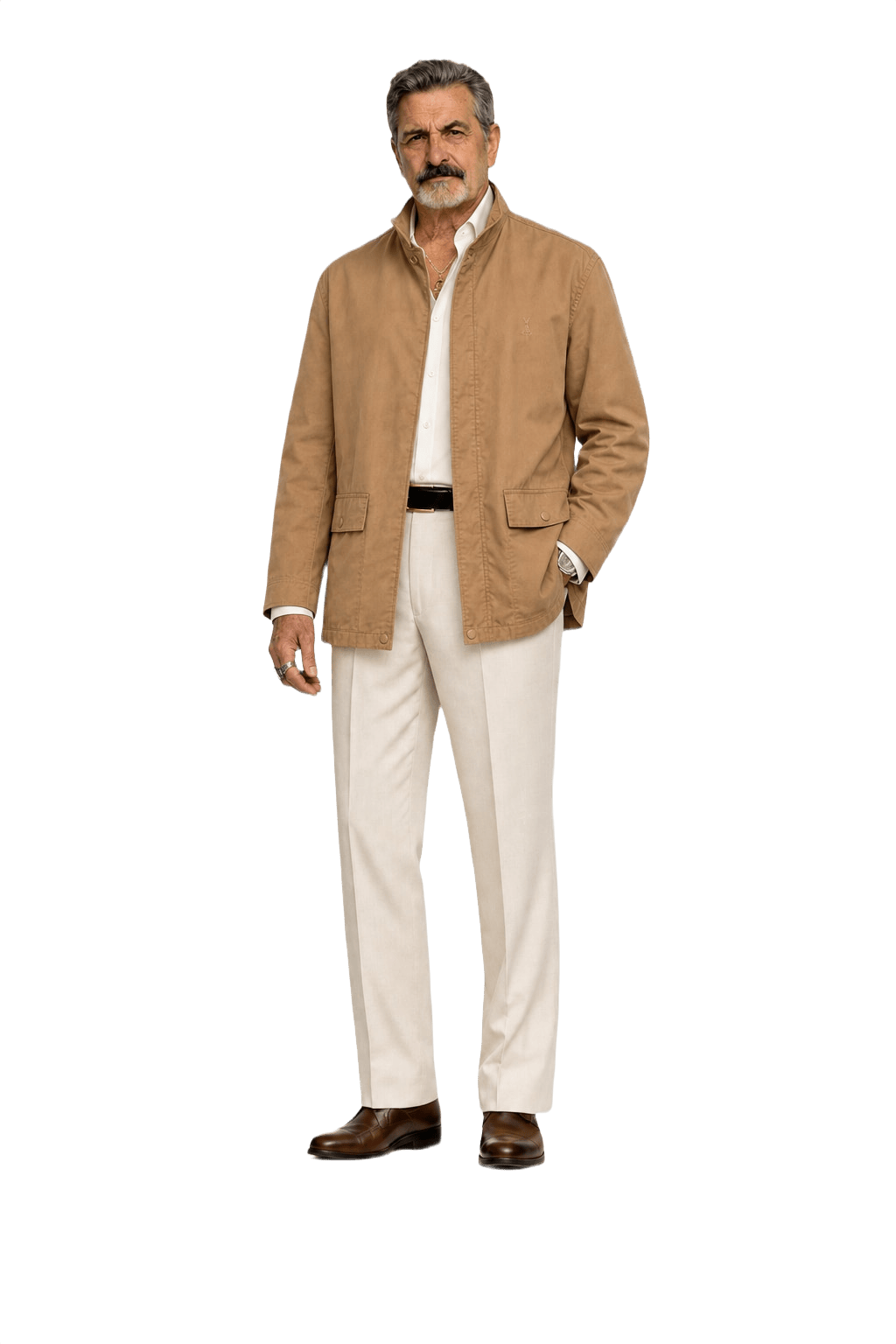 1980s Tan Cotton Blend Jacket - Model