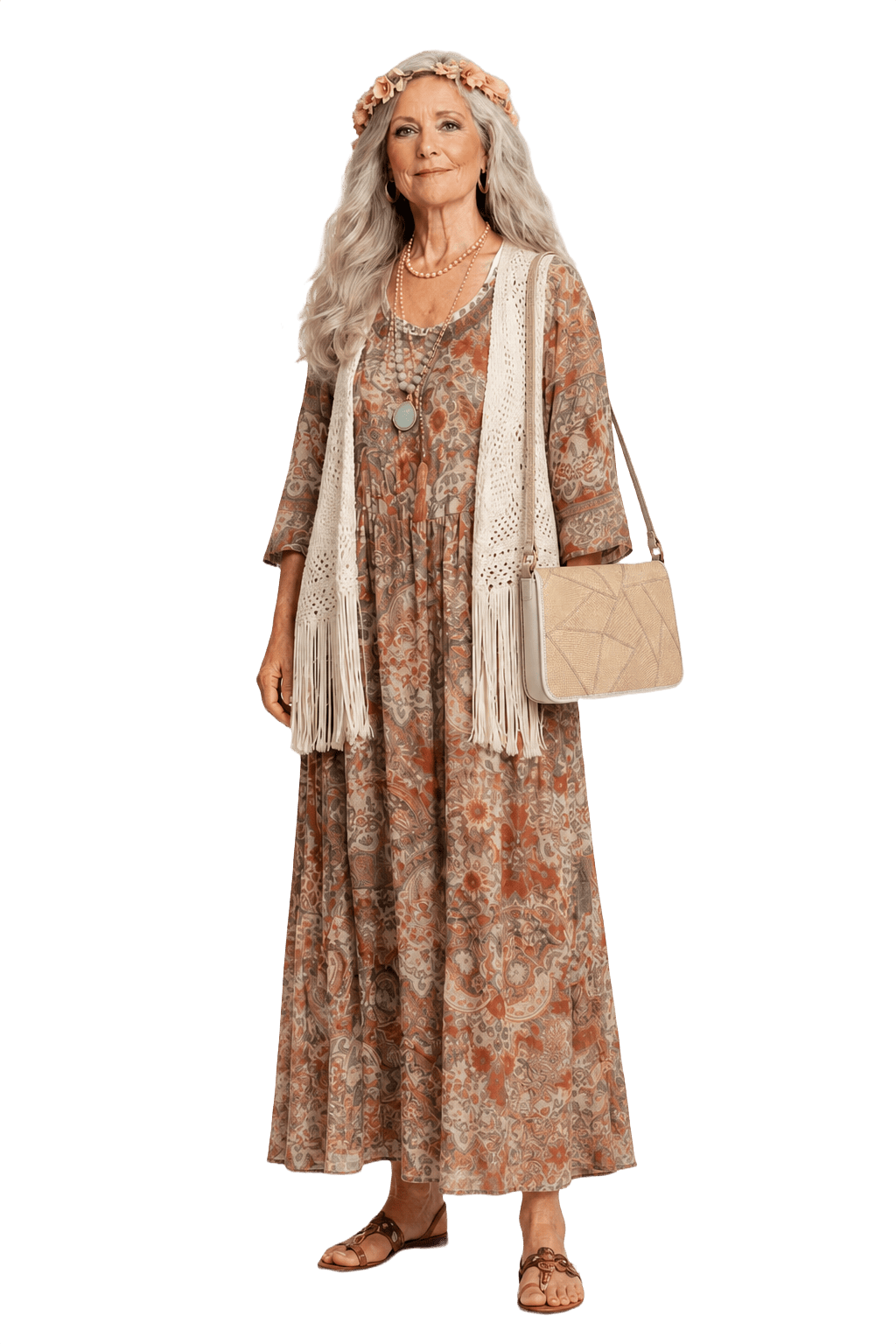 1980s Beige Woven Fabric Bag - Model