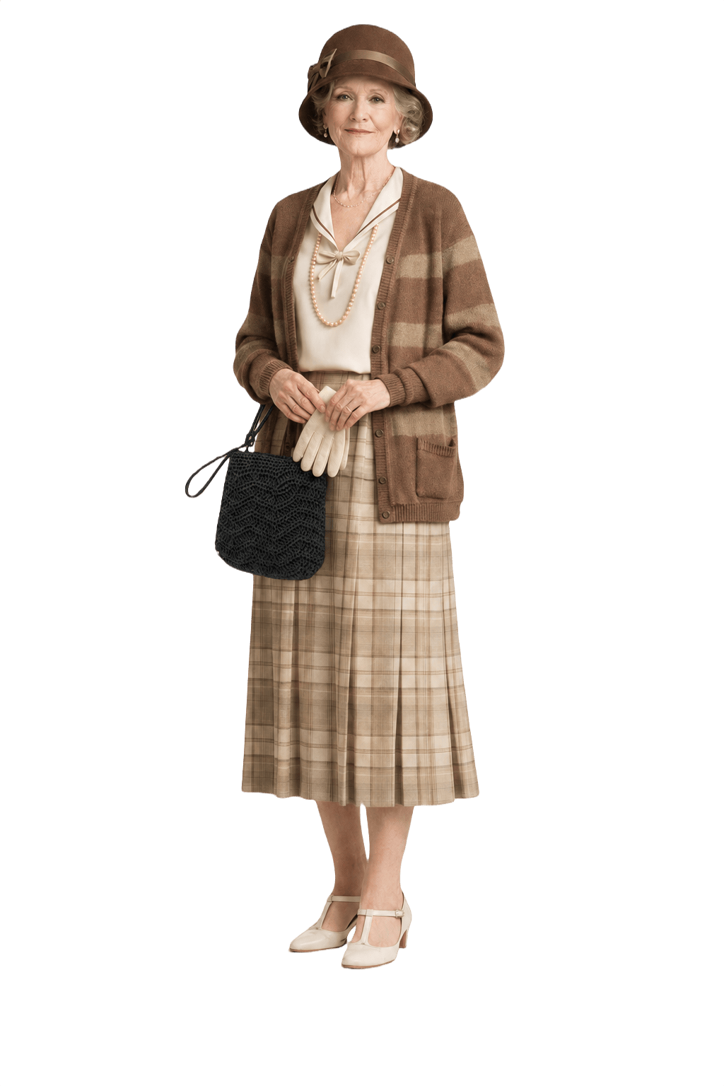 1940s Black Yarn Bag - Model