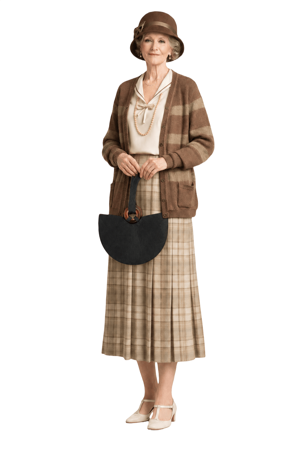 1940s Black Leather Handbag - Model