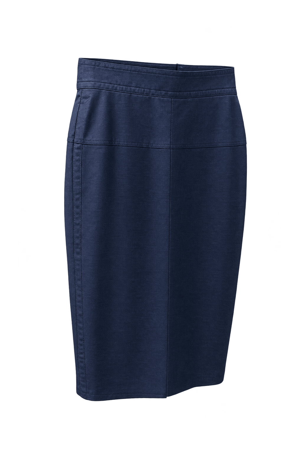 1990s Dark Navy Blue Cotton Blend Skirt - Front View
