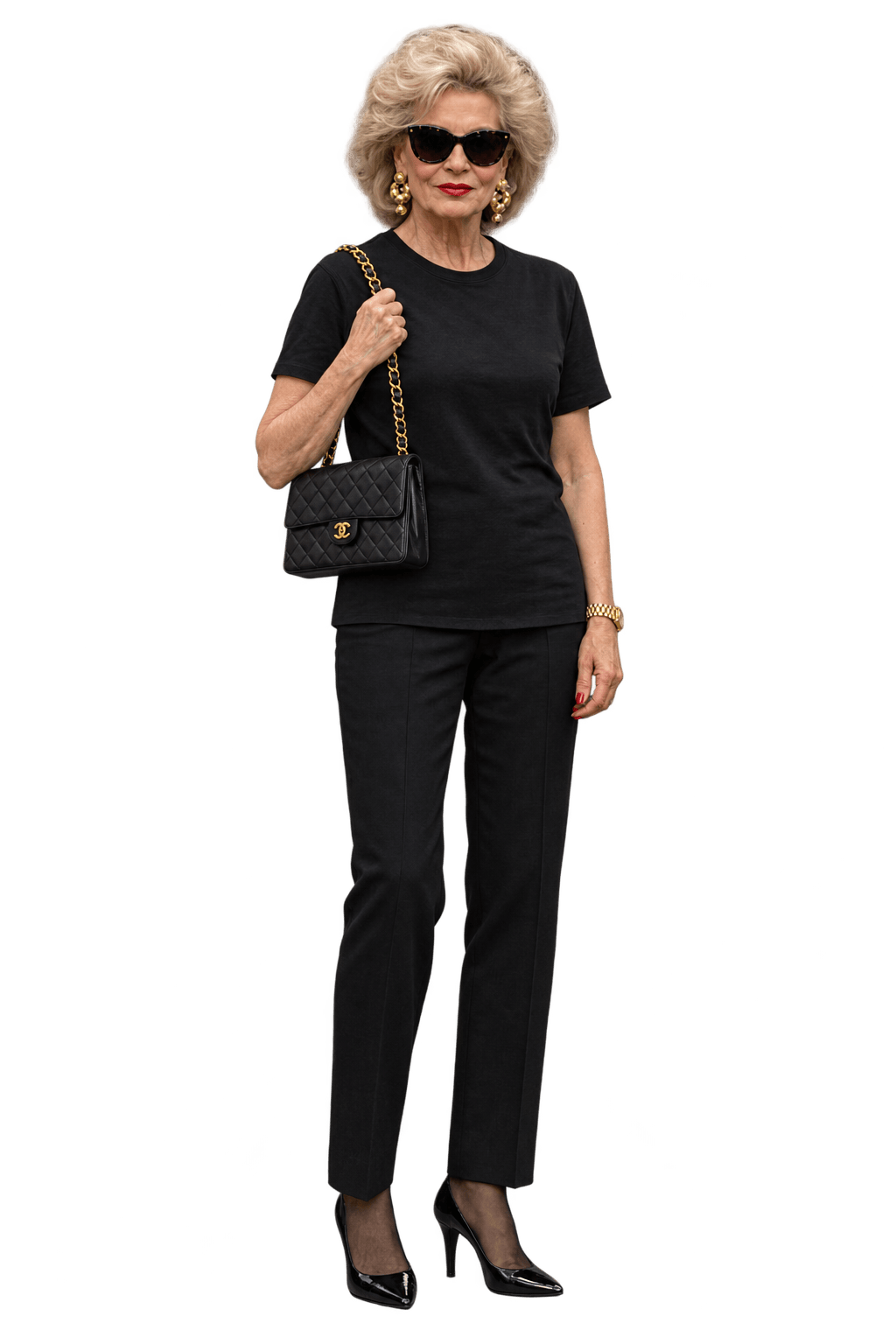 1980s Black Leather-like Shoulder Bag - Model