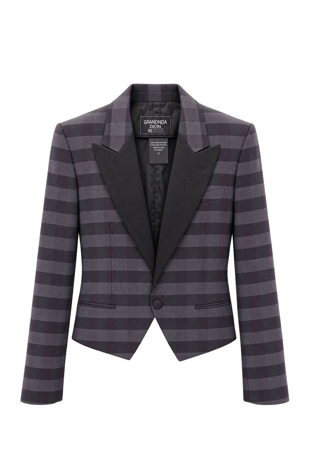 1980s Charcoal Grey Woven Blazer - Front View
