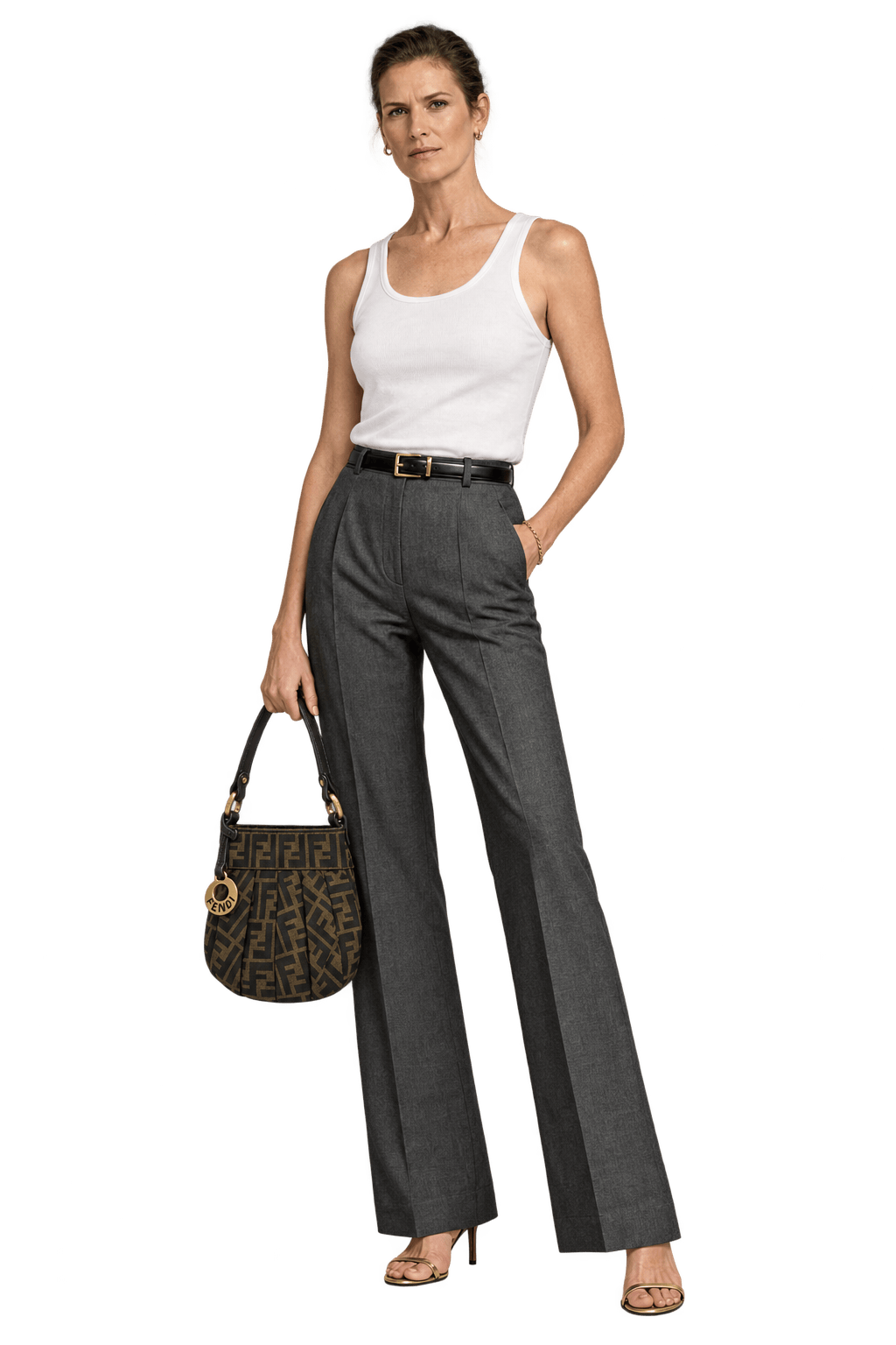 1990s Dark Brown Woven Jacquard Handbag - Model