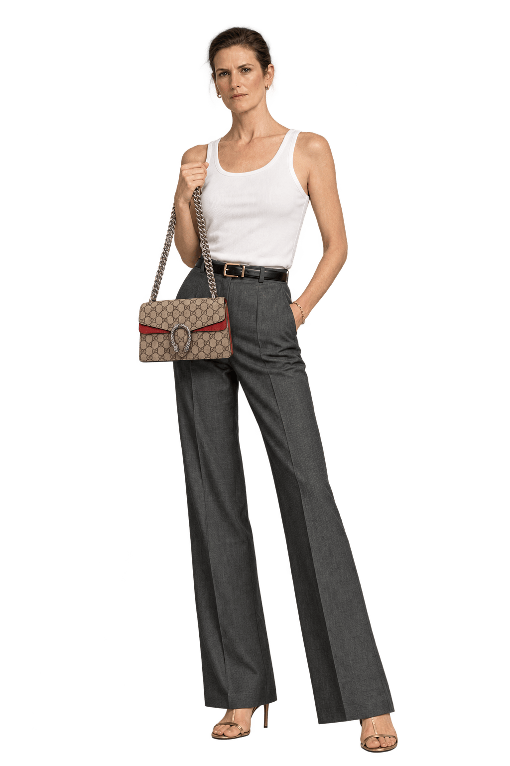 1990s Beige Coated Canvas Shoulder Bag - Model